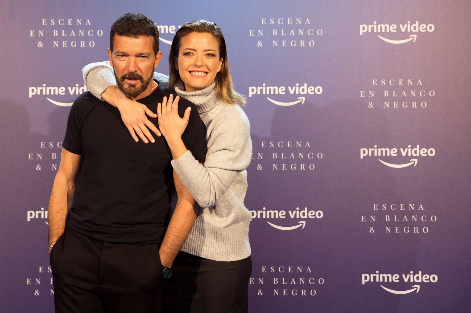 Antonio Banderas y María Casado, el mes pasado, en la presentación de 'Escena en blanco y negro'.
