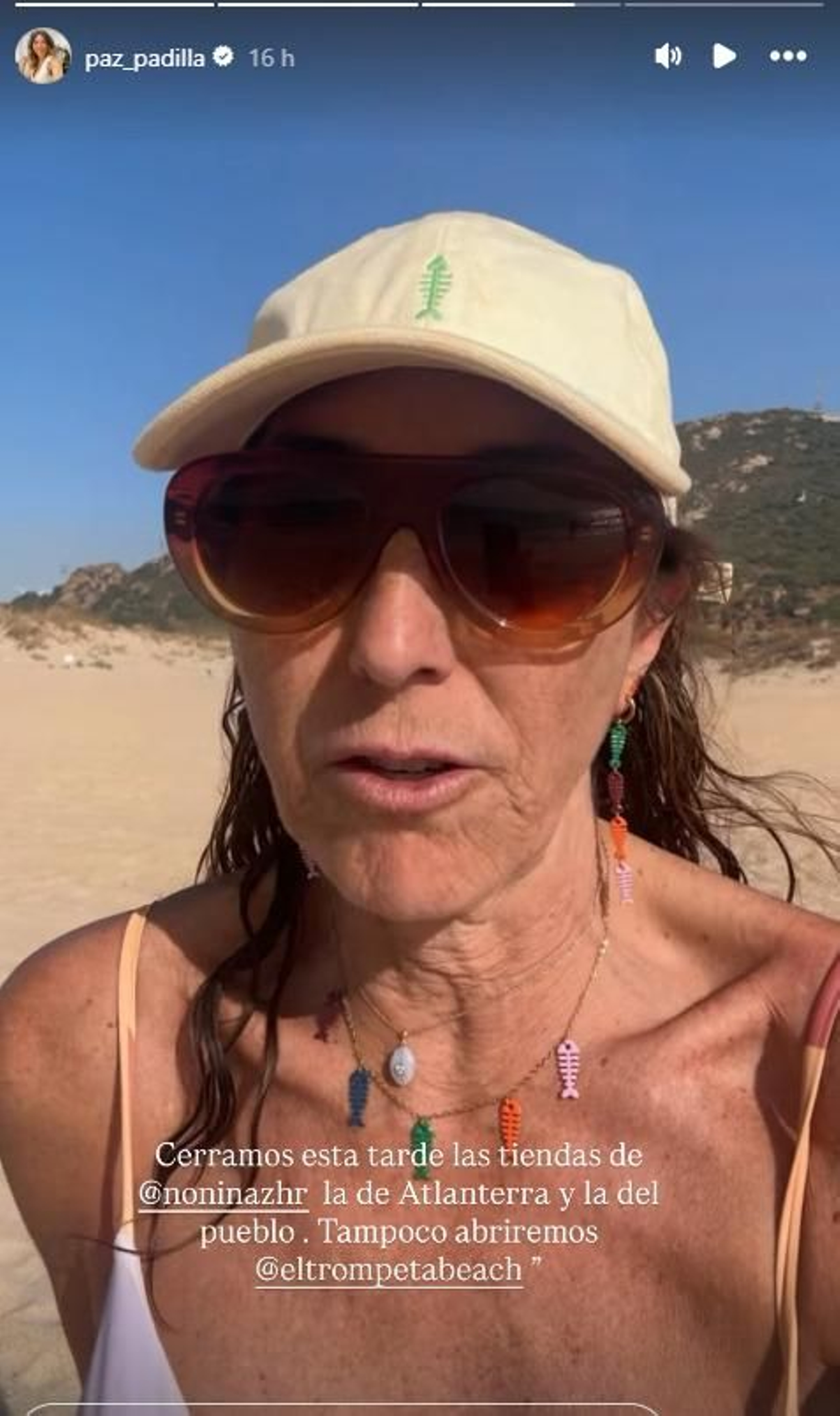 Paz Padilla hablando en sus redes sociales acerca del incendio de Tarifa