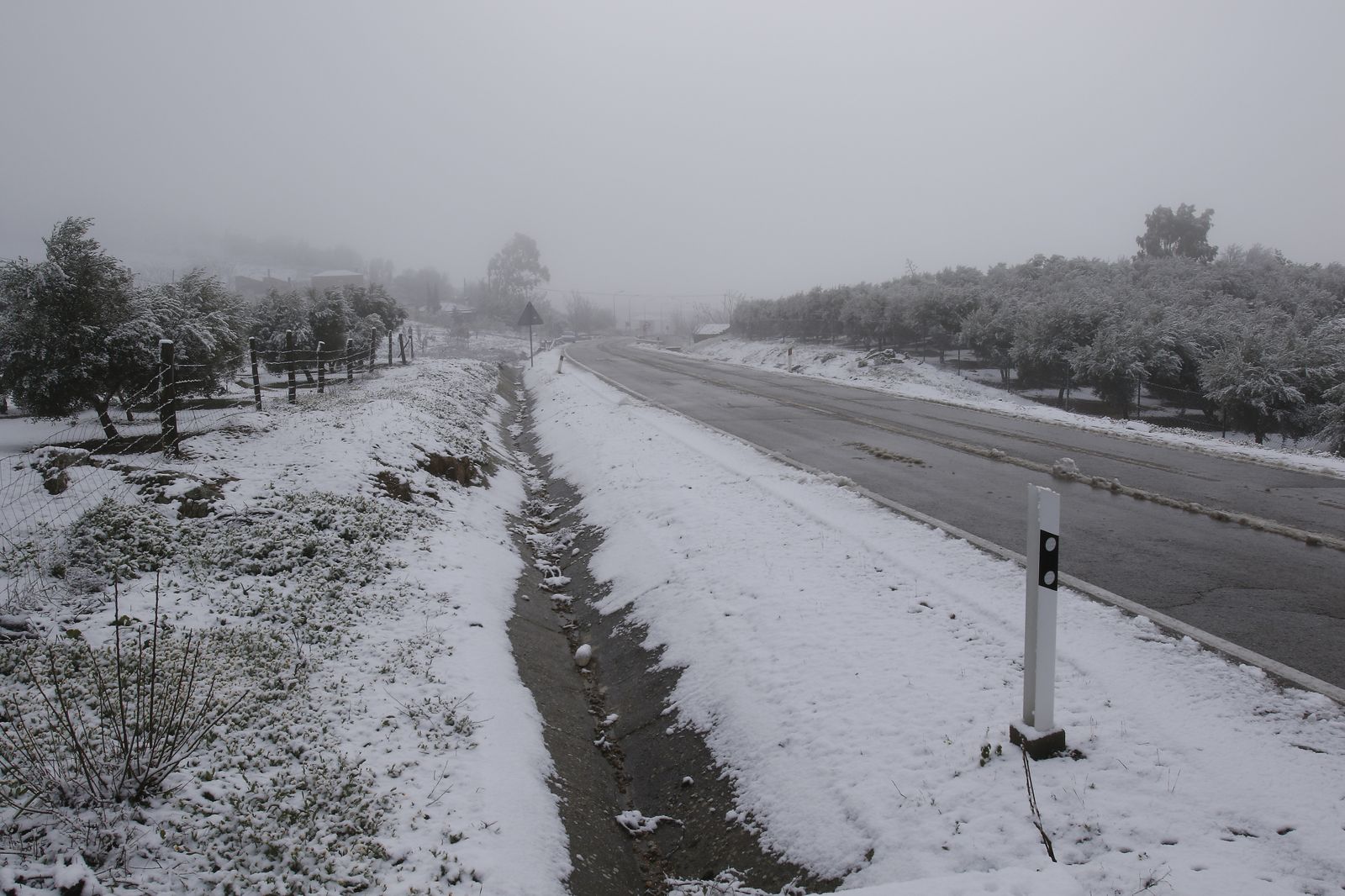 Nieva en la Sierra Norte de Sevilla