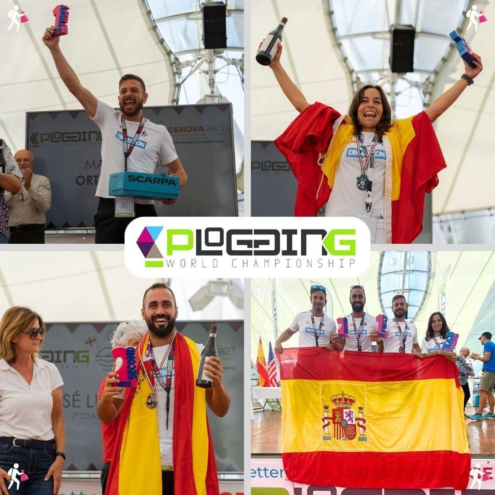 El Pinkplogging jerezano, con sus medallas en el podio de Génova. El Pinkplogging jerezano, con sus medallas en el podio de Génova.