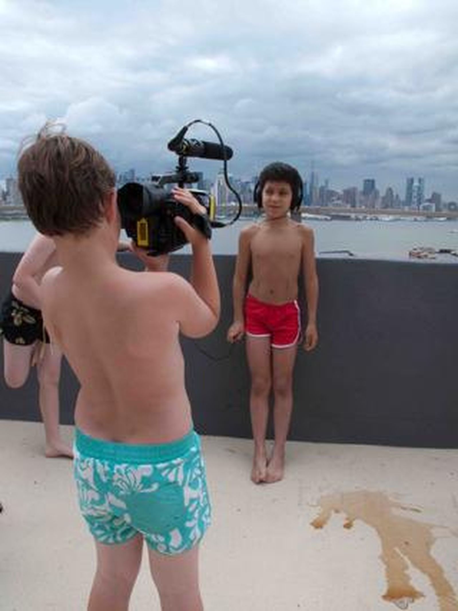 Imágenes del rodaje de 'Voltereta'en New Jersey, con vista al 'Skyline' de Manhattan. / J.D.