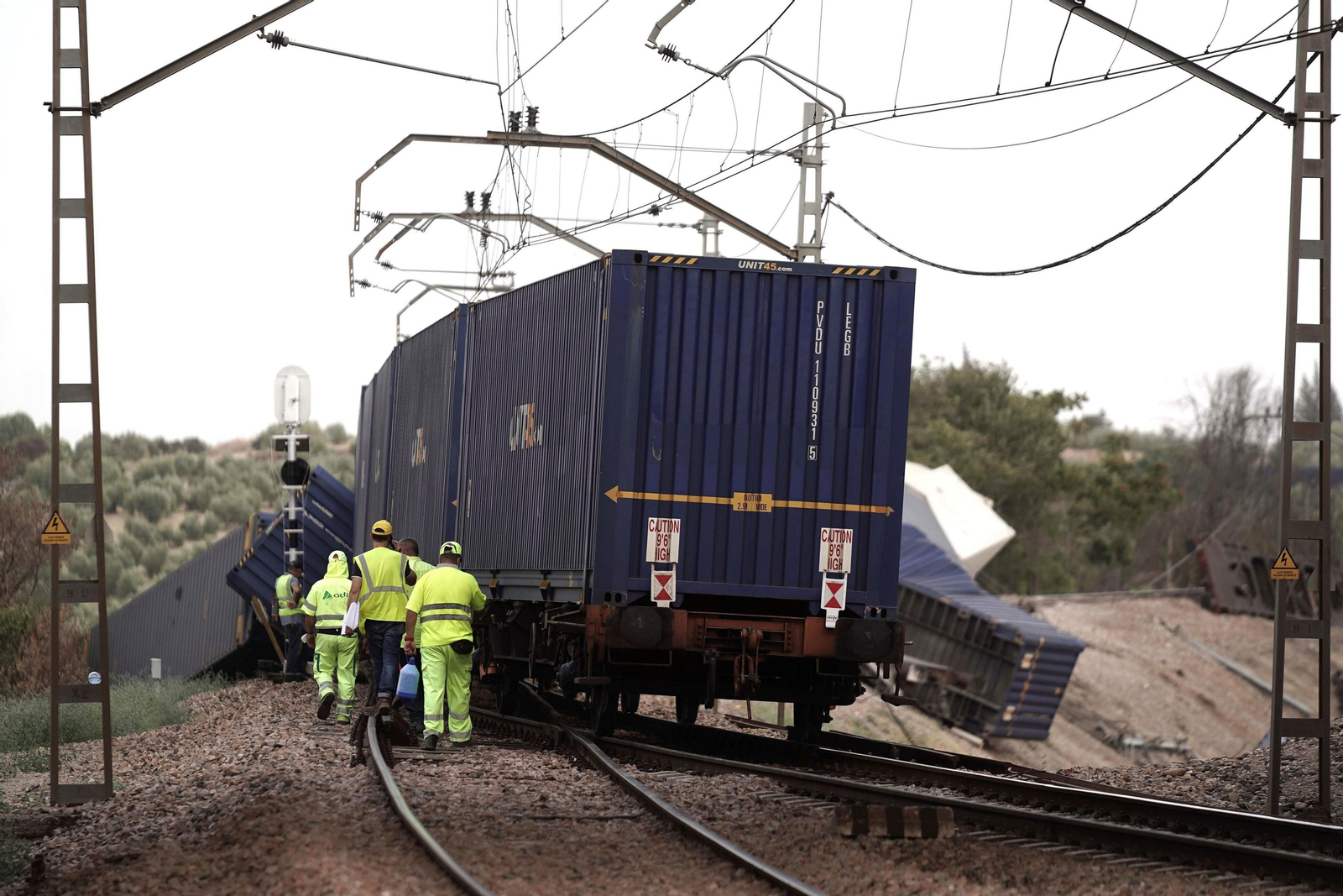 El tren descarrilado en Montoro.