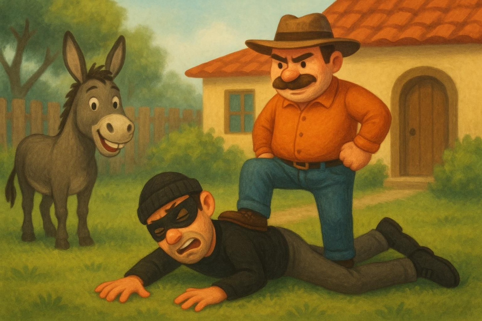 Ilustración de 'El burro feliz'
