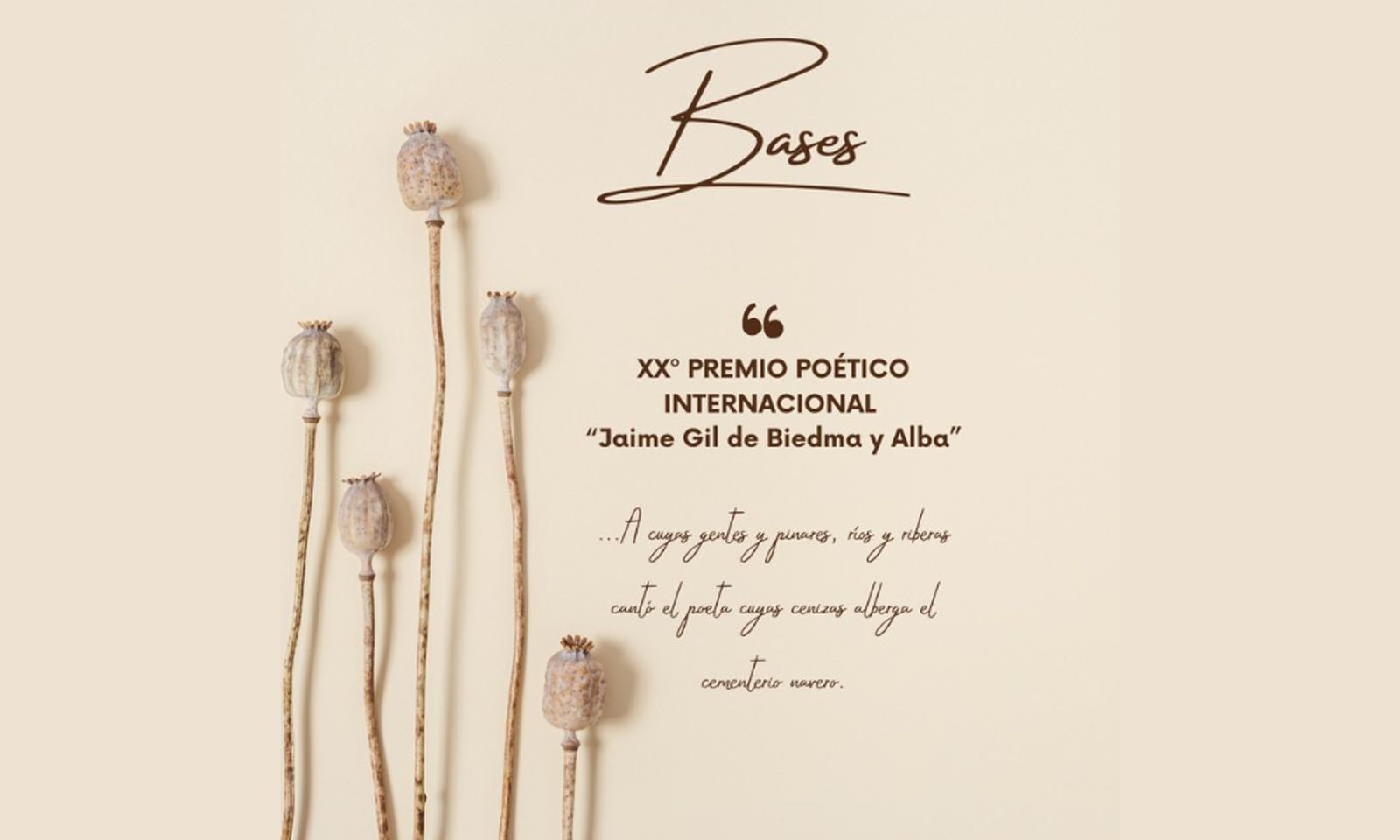 Cartel de la vígesima edición del Premio internacional de poesía 'Jaime Gil de Biedma y Alba'.