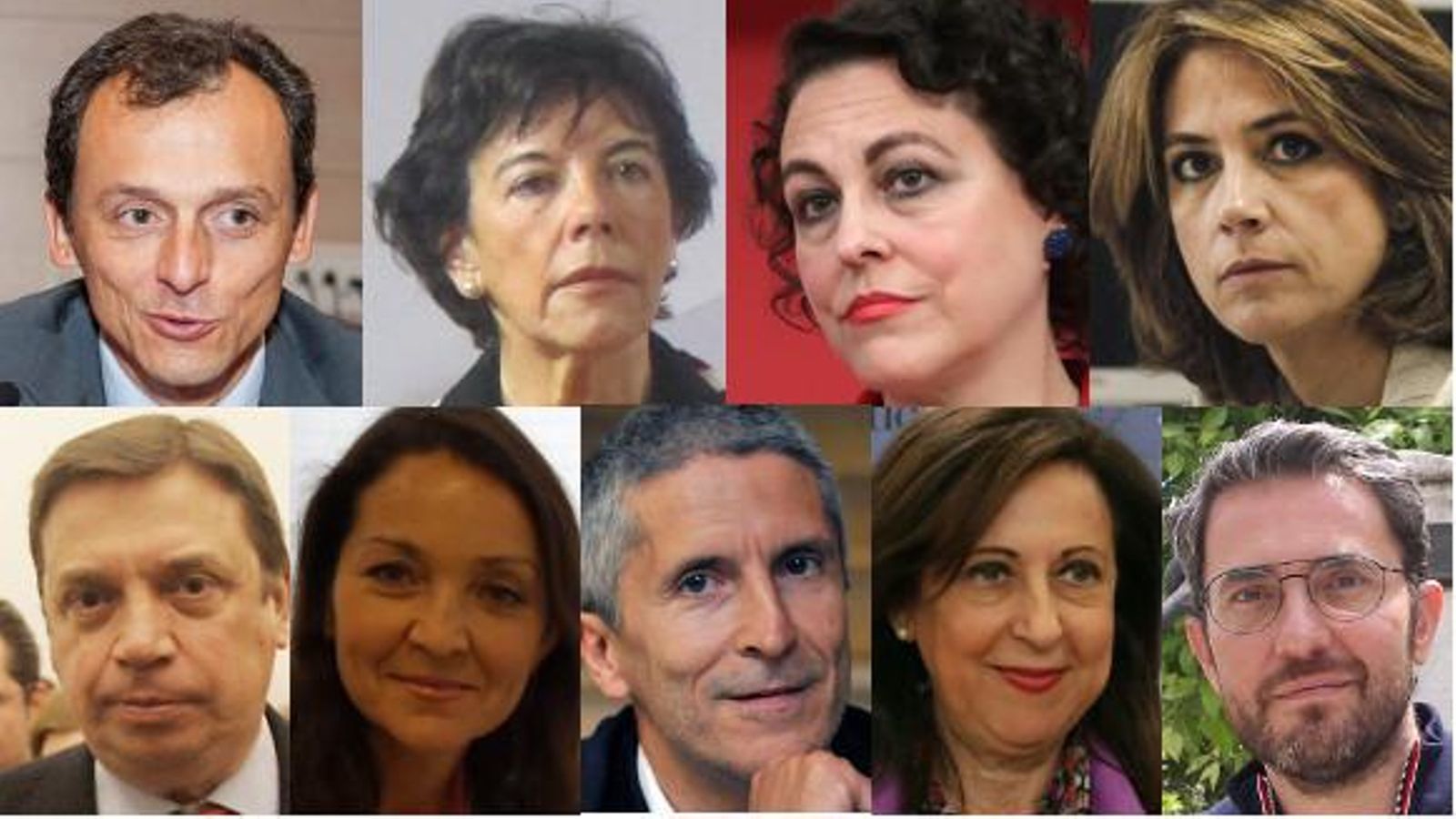 Pedro Duque, Isabel Celaá, Magdalena Valerio, Dolores Delgado, Luis Planas, Reyes Maroto, Javier Grande-Marlaska, Margarita Robles y Maxim Huerta