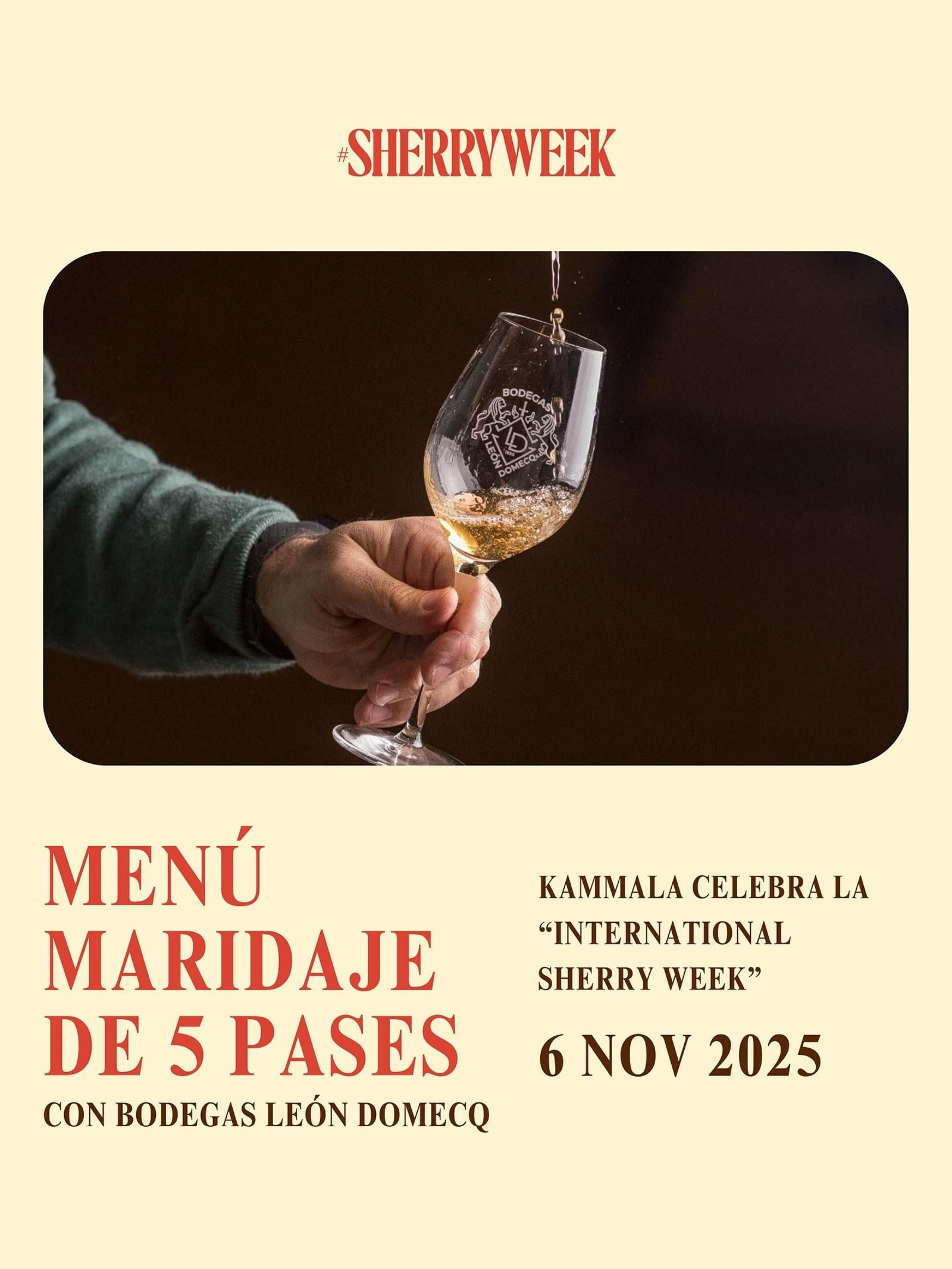 Cartel del evento de la Sherry Week en el restaurante Kammala de Rota.