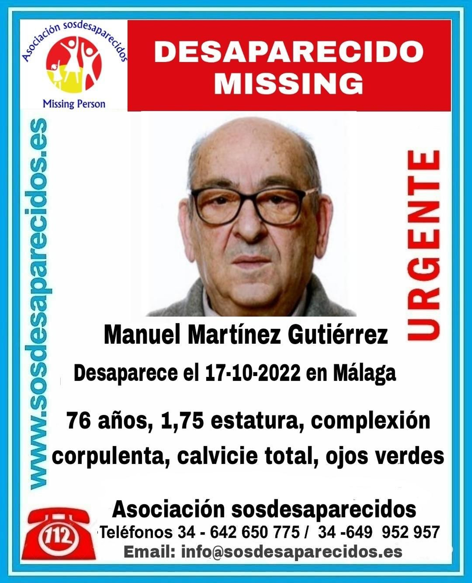 Manuel Martínez, visto por última vez este lunes en Málaga.
