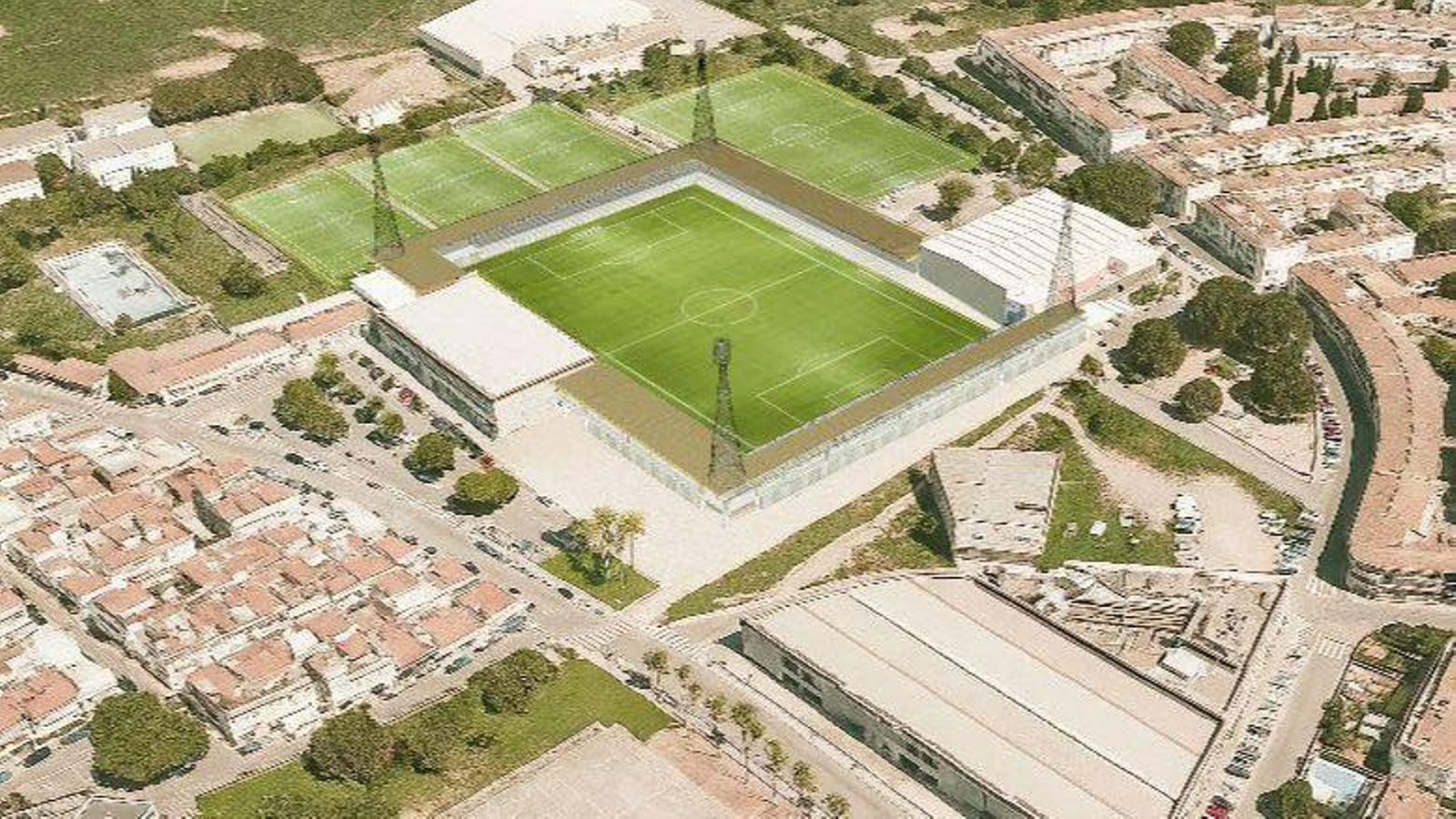 Panoramica aérea del futuro complejo deportivo