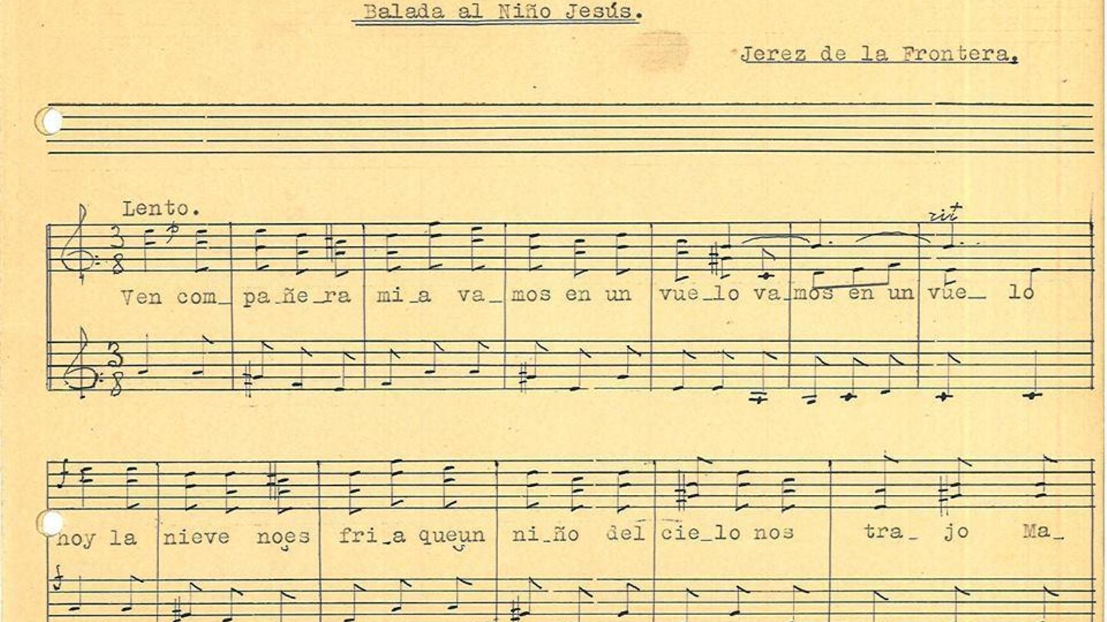 Parte de la partitura de ‘Calle de San Francisco’ que armonizó luego Beigbeder con una letra de Julián Pemartín de 1964.
