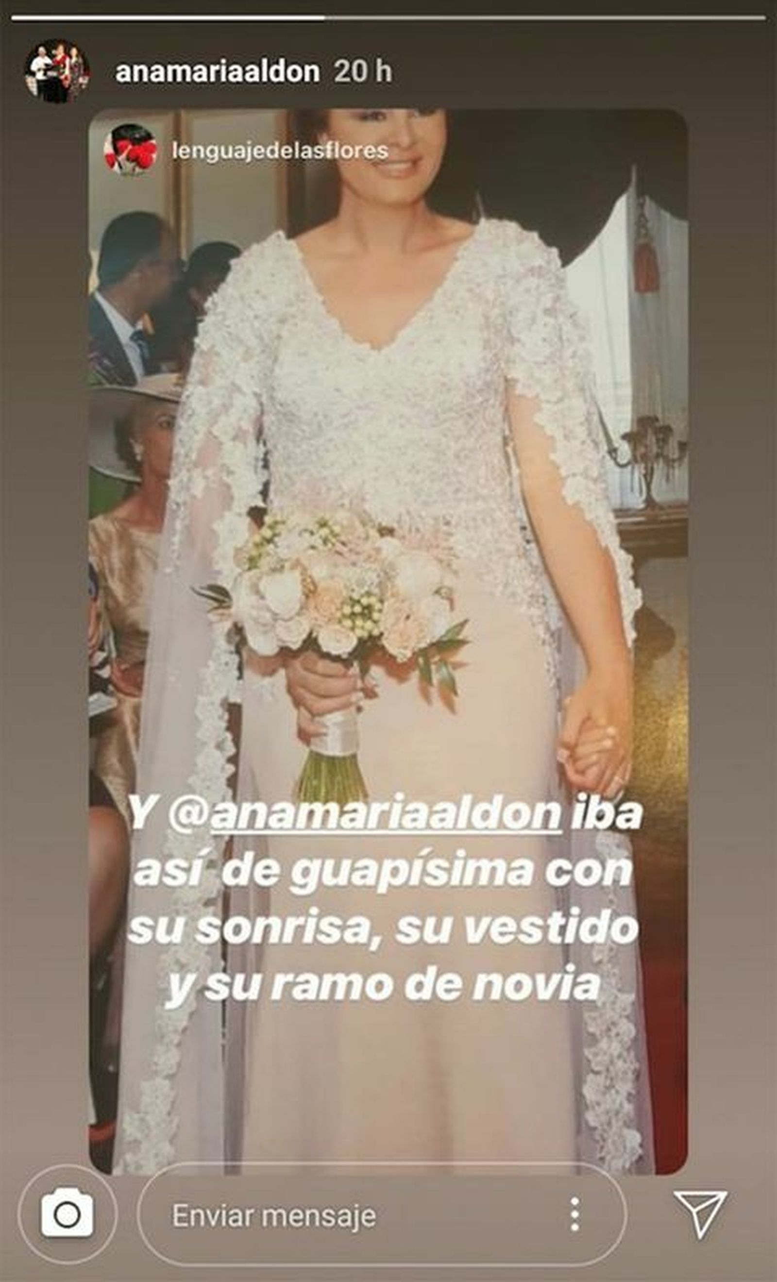 Captura de una imagen que la propia Ana María subió a las redes de su vestido de novia.