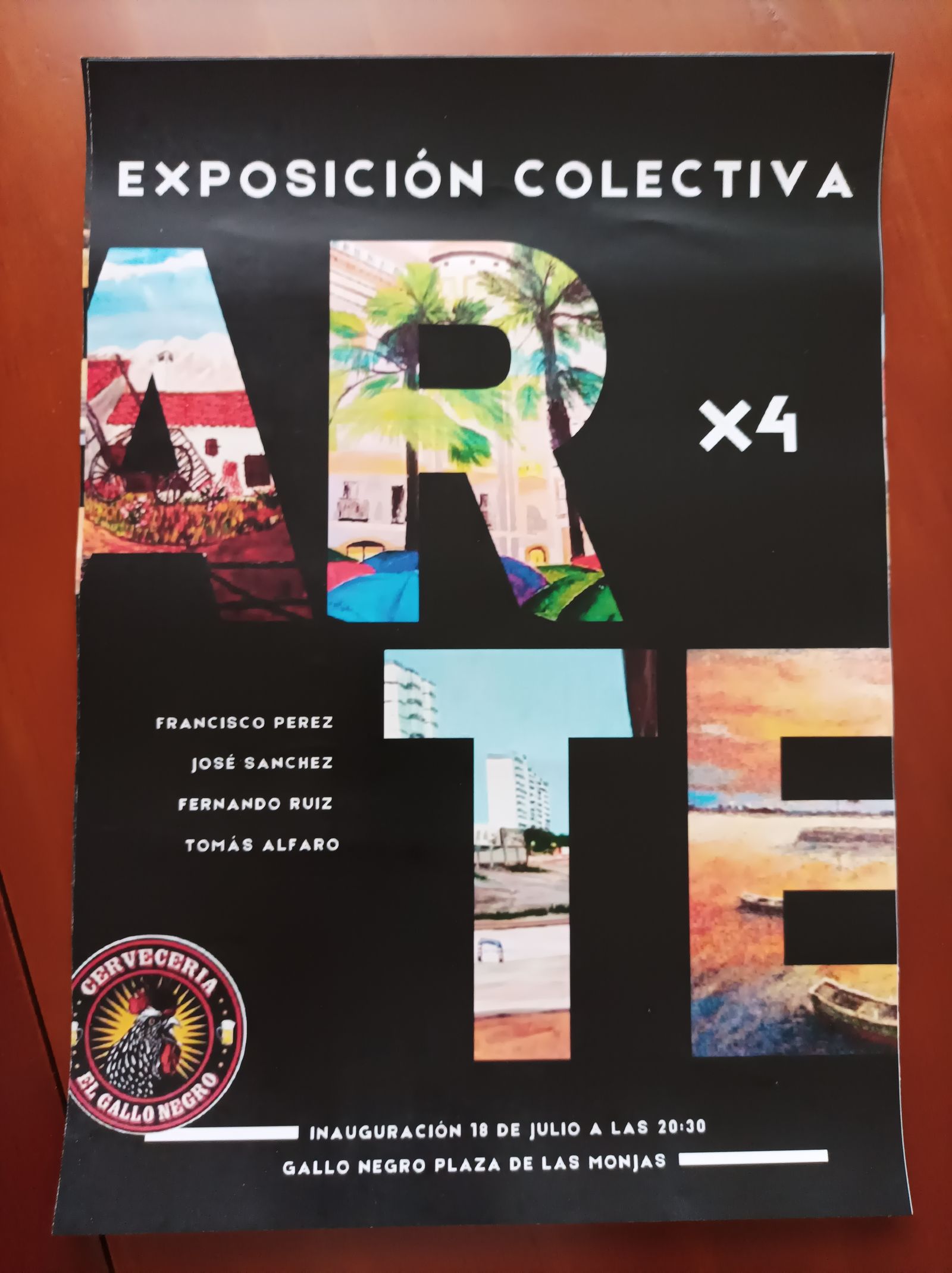 Cuatro pintores aficionados de Huelva exponen sus obras en el Gallo Negro