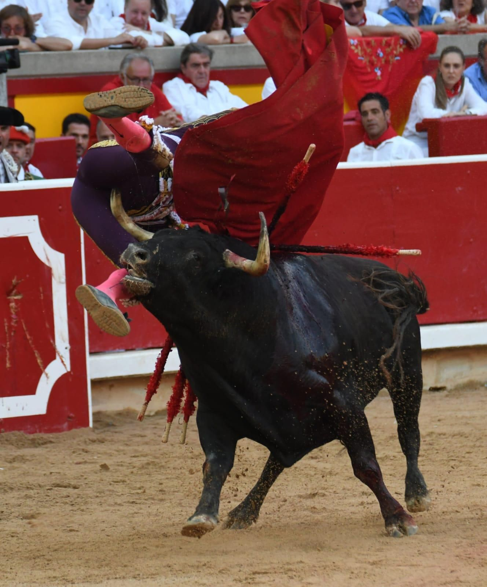 El pitón llegó a atravesar el muslo de Borja Jiménez de parte a parte.