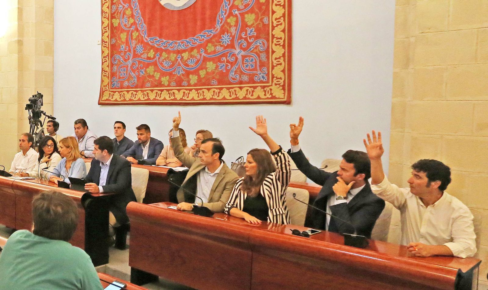 Los cuatro concejales de Ciudadanos, durante una votación en el último pleno.