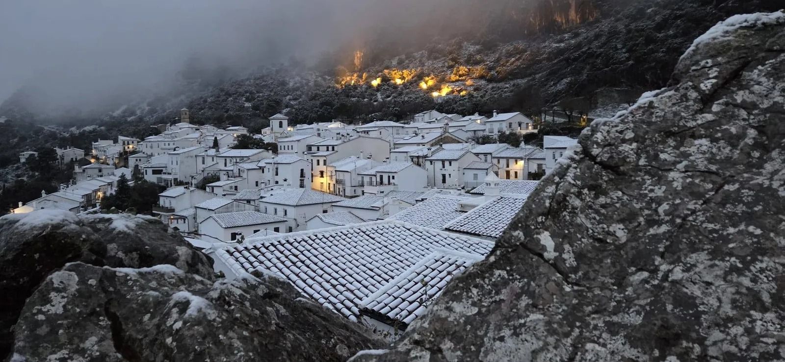 Imagen de Villaluenga con la nieve caída el pasado mes de enero.