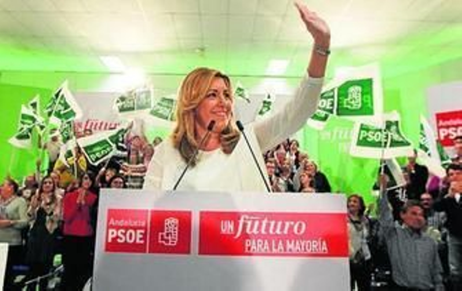 Susana Díaz durante el mitin celebrado en Cuevas en diciembre.