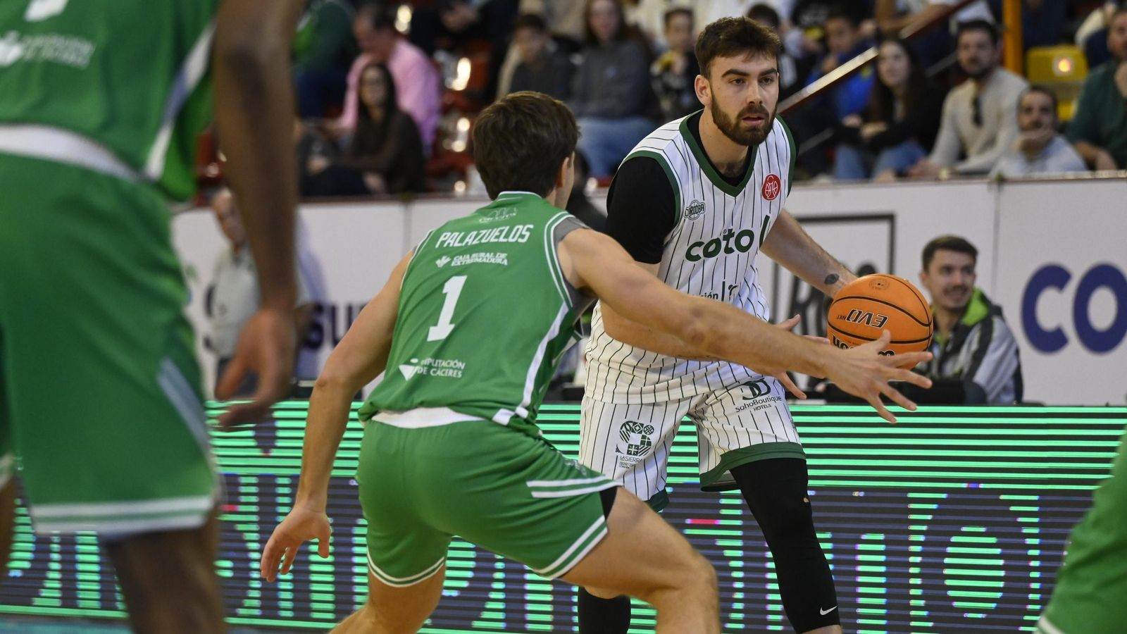 Sorensen sube la bola en un ataque del Coto Córdoba ante el Cáceres Patrimonio de la Humanidad.
