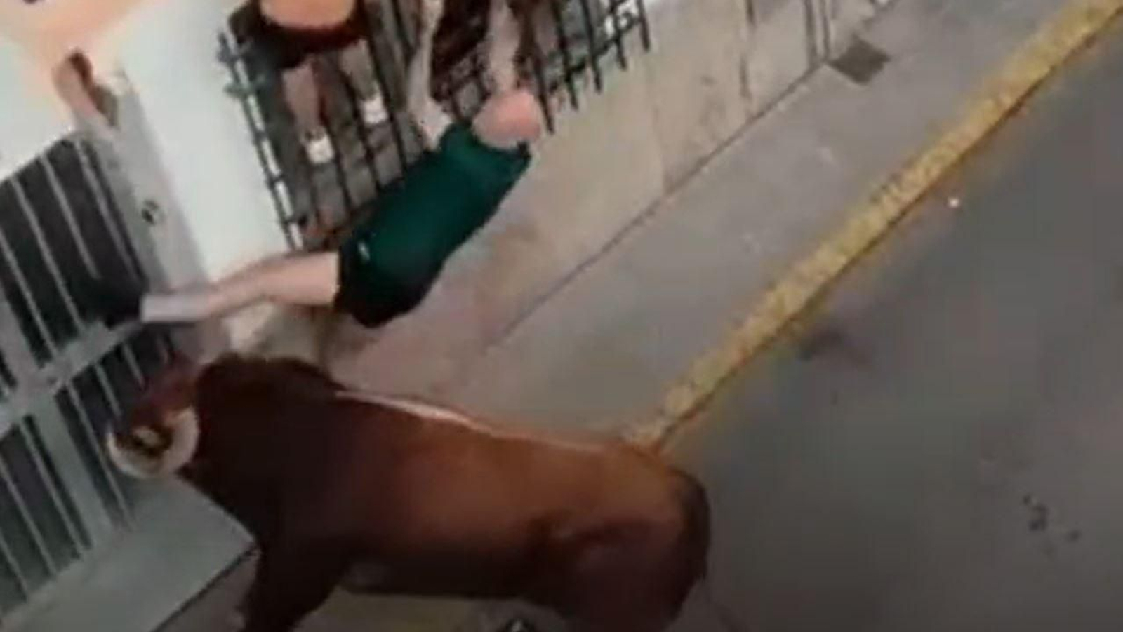 El hombre trató de refugiarse subiéndose a una ventana.