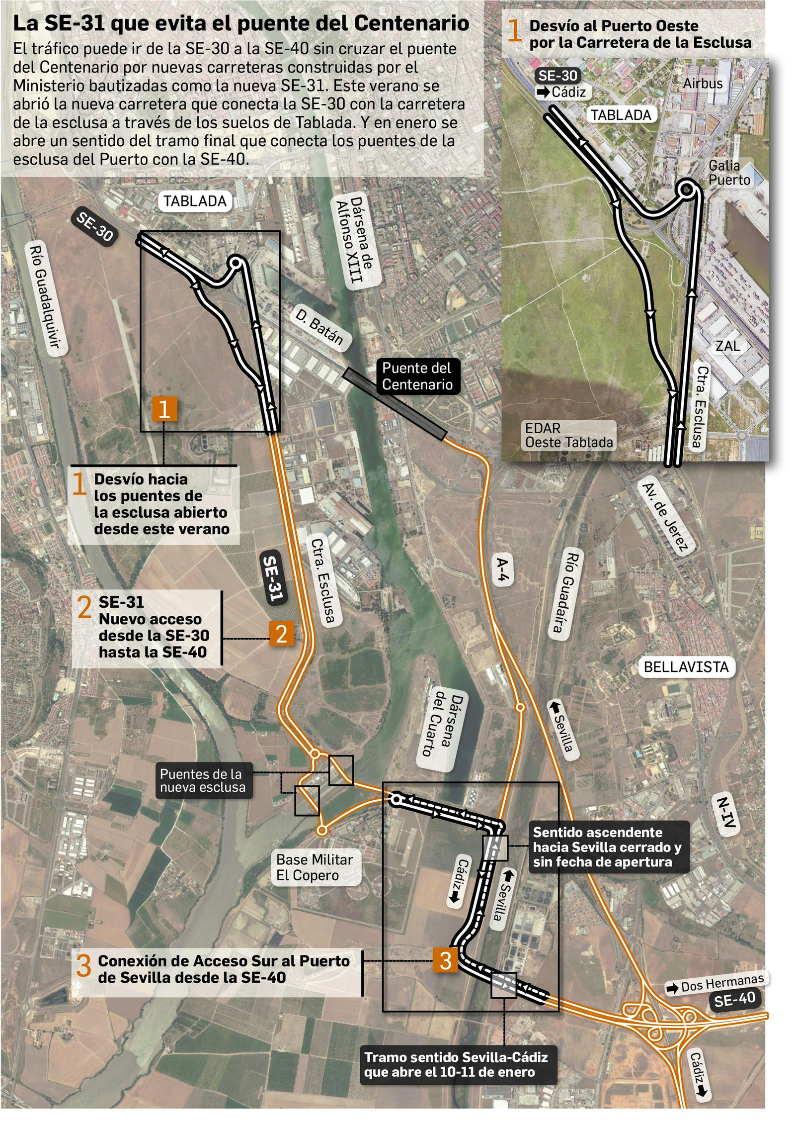 La nueva SE-31 se podrá usar en sentido Cádiz desde la noche del 10 de enero de 2022.