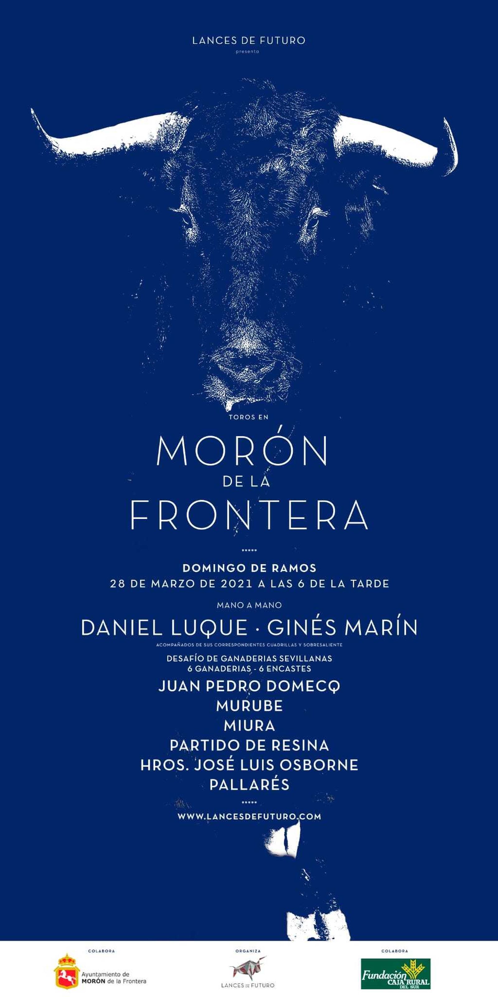Cartel de la corrida 20 aniversario de la plaza de toros de Morón de la Frontera.