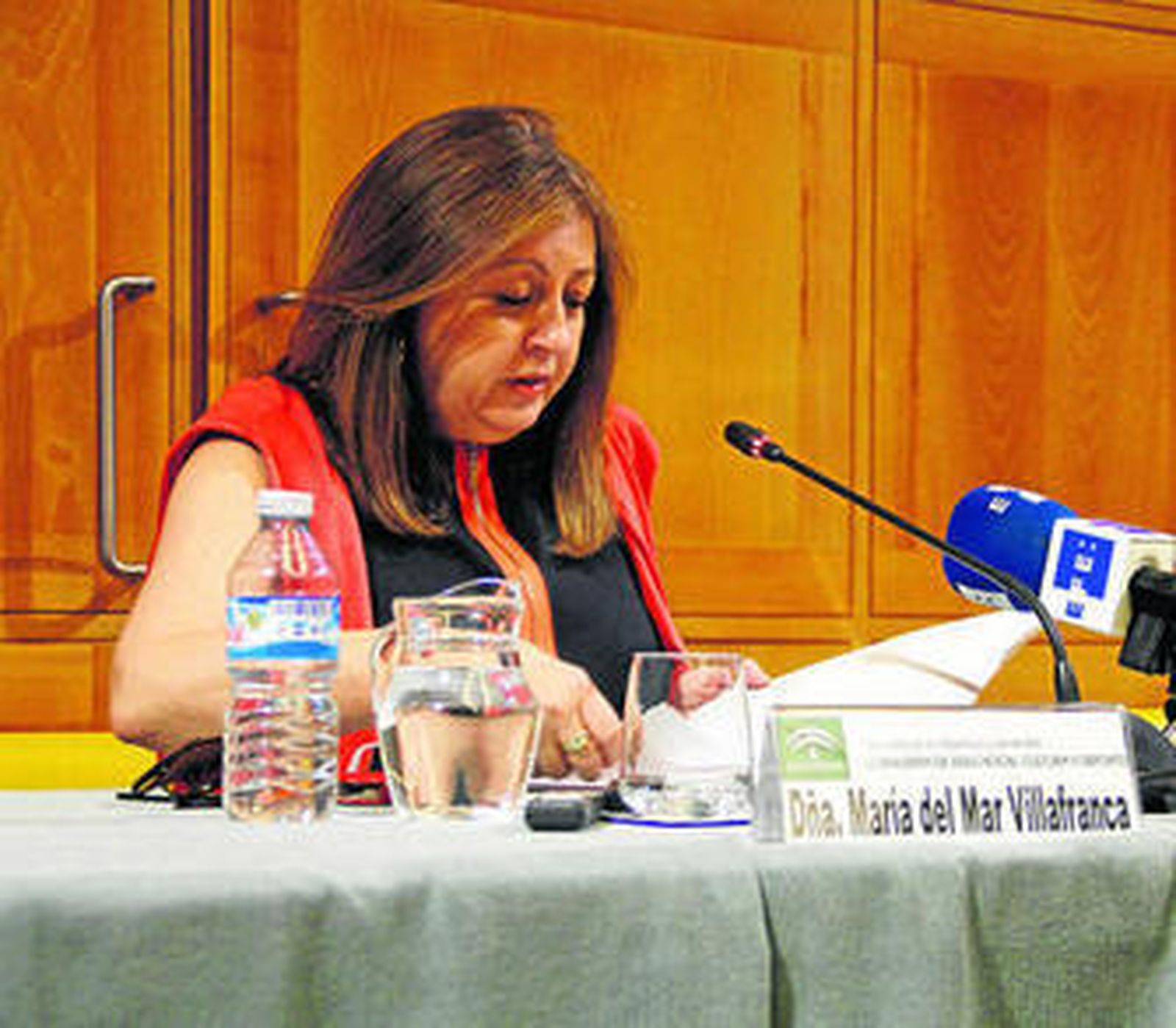 Mar Villafranca, en junio pasado, en la rueda de prensa en la que anunciónn su dimisión .