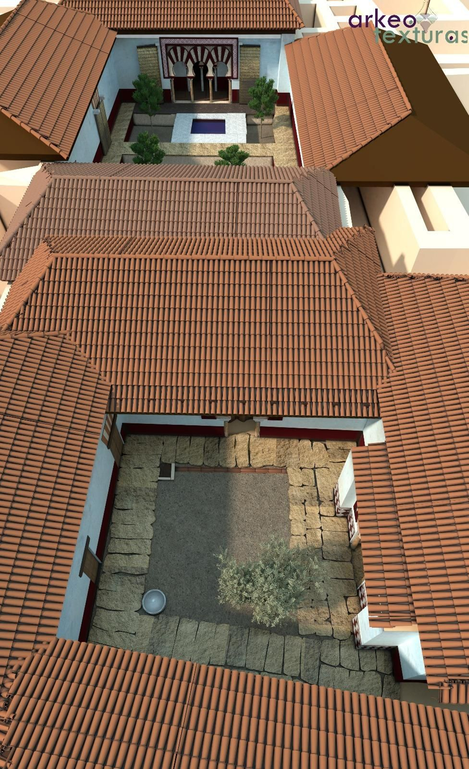 Reconstrucción virtual de la almunia de la ronda Oeste.