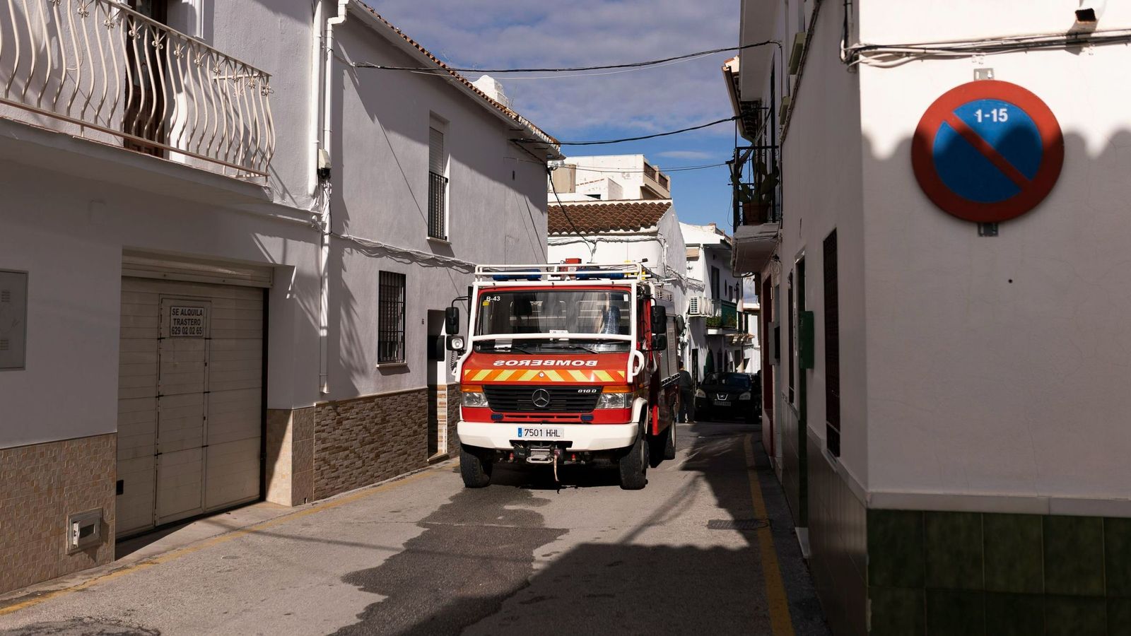 Camión del Consorcio Provincial de Bomberos en la zona de los hechos.