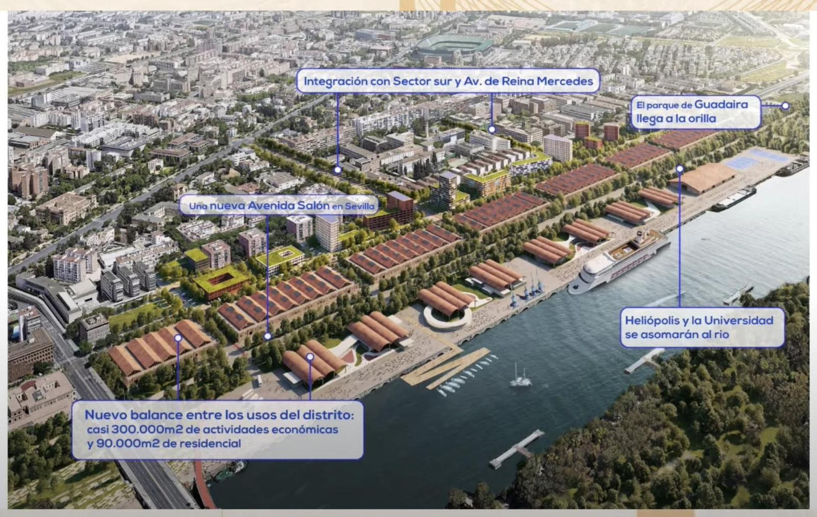 Recreación del nuevo distrito en el Muelle de Tablada.