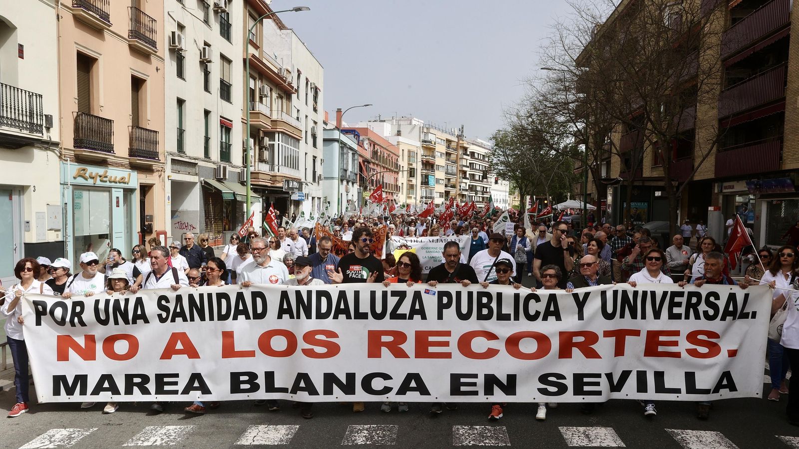 Cabecera de la Marea Blanca en Sevilla
