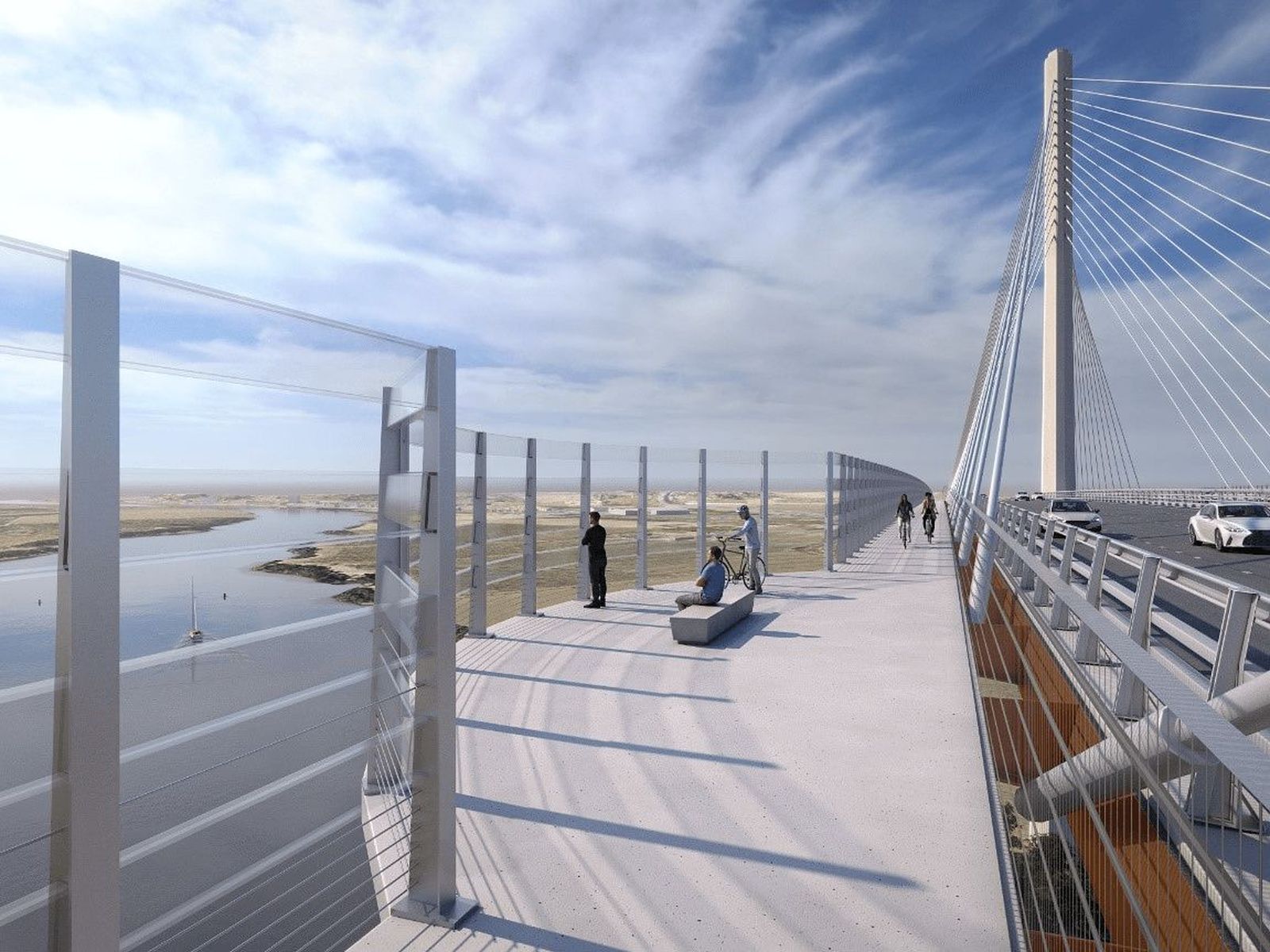 Una recreación del puente proyectado para el paso del río de la SE-40