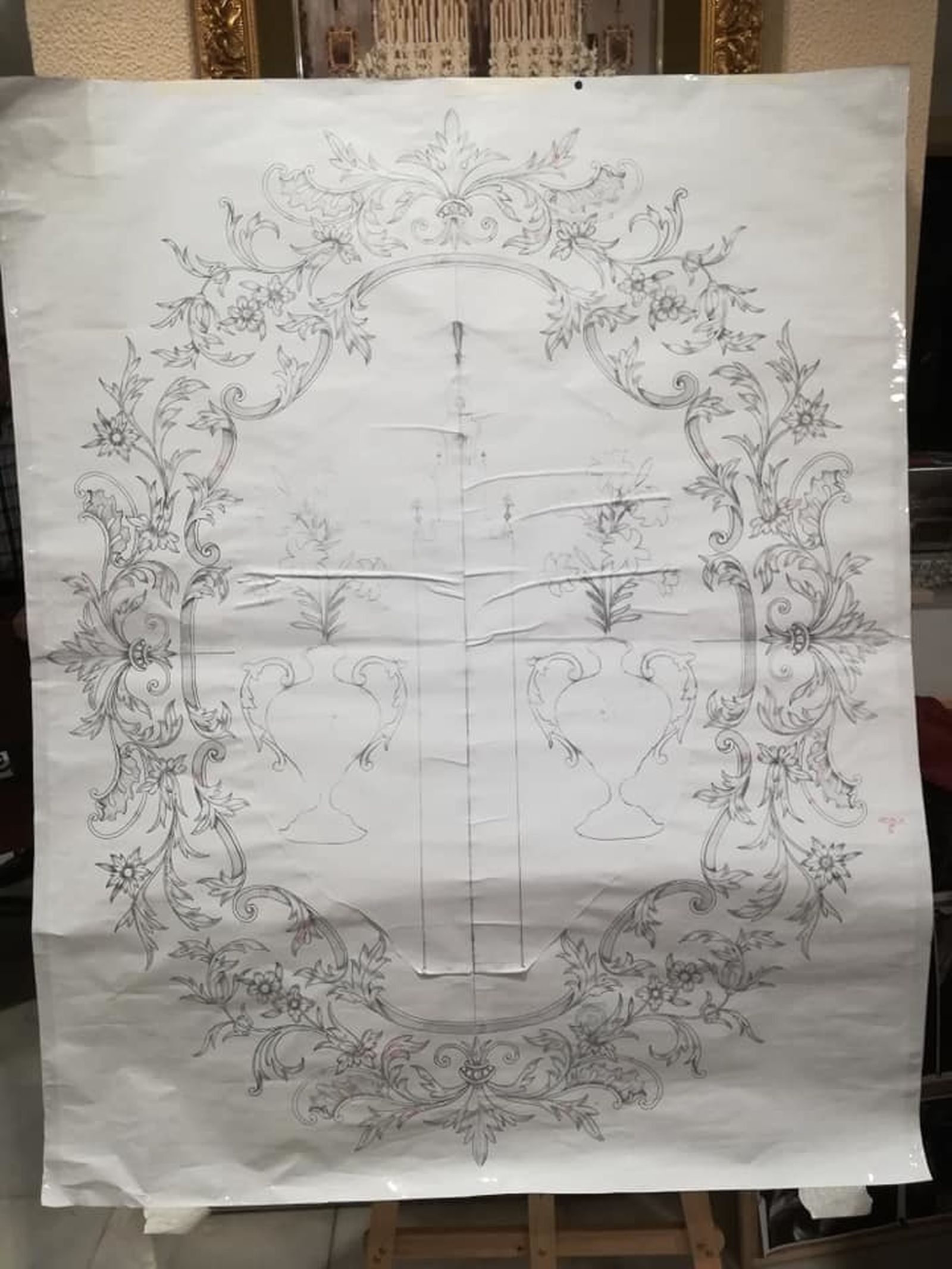 El diseño del techo de palio a restaurar.