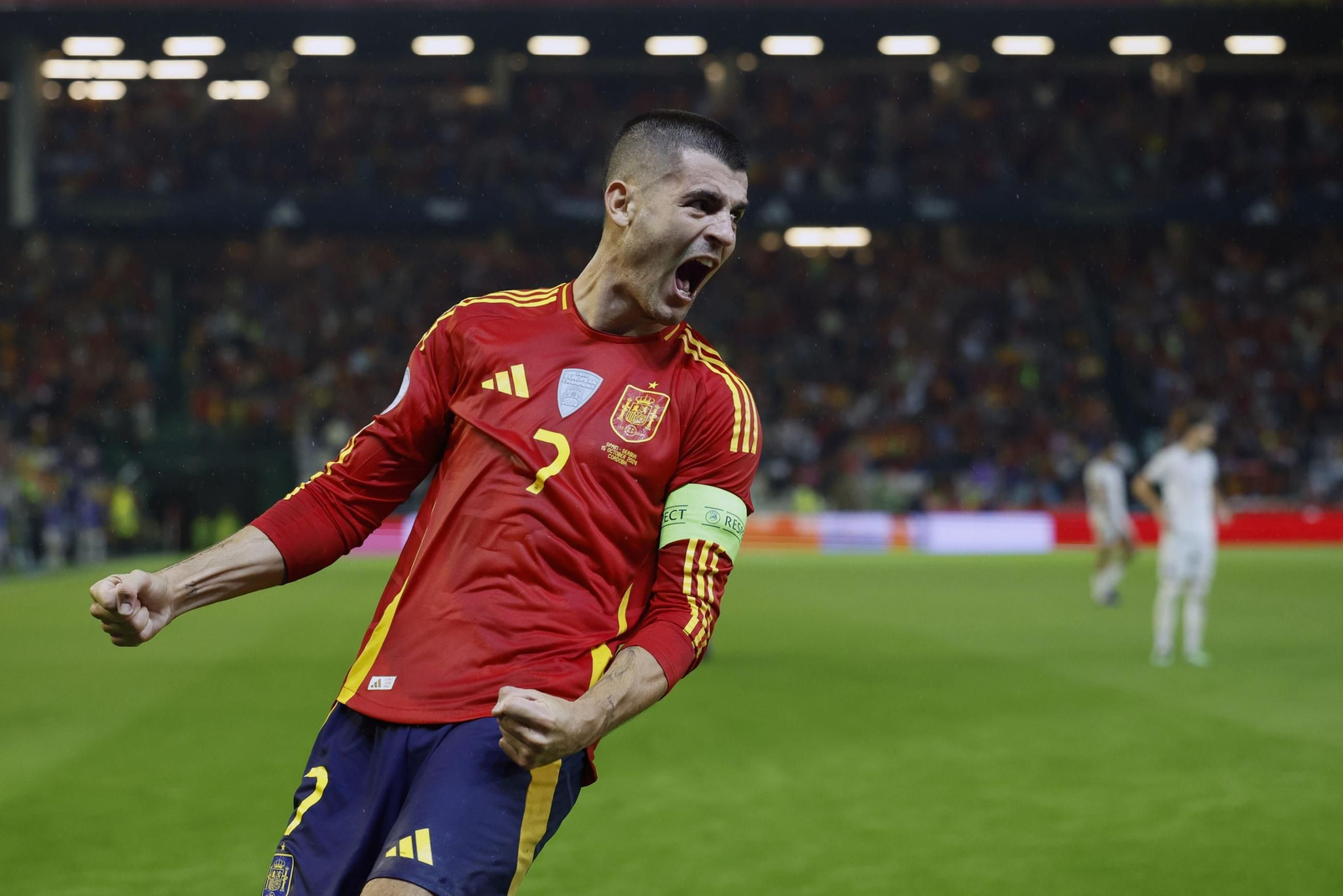 Álvaro Morata, en un partido de la selección española.