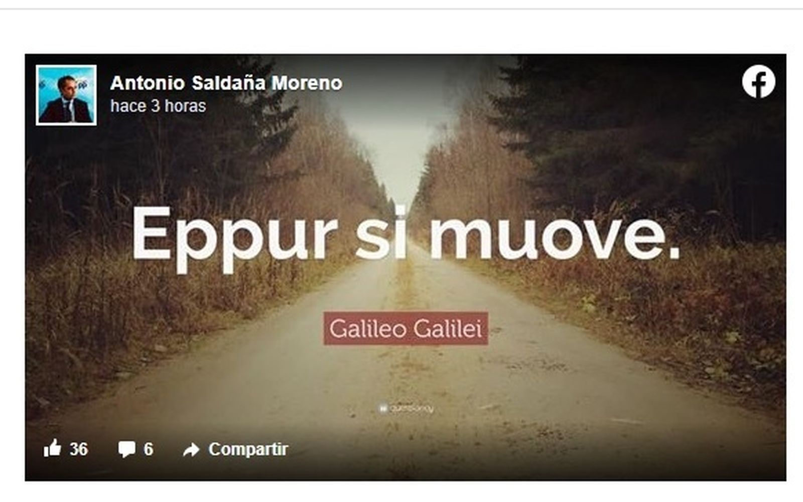 La publicación de Antonio Saldaña en redes sociales.