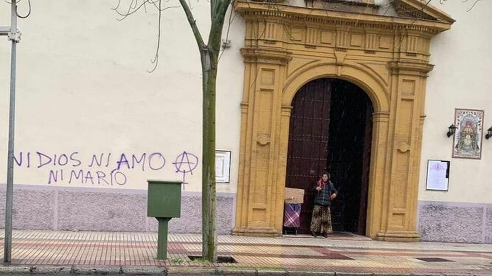 Pintada en la parroquia de San Roque el pasado 8 de marzo.