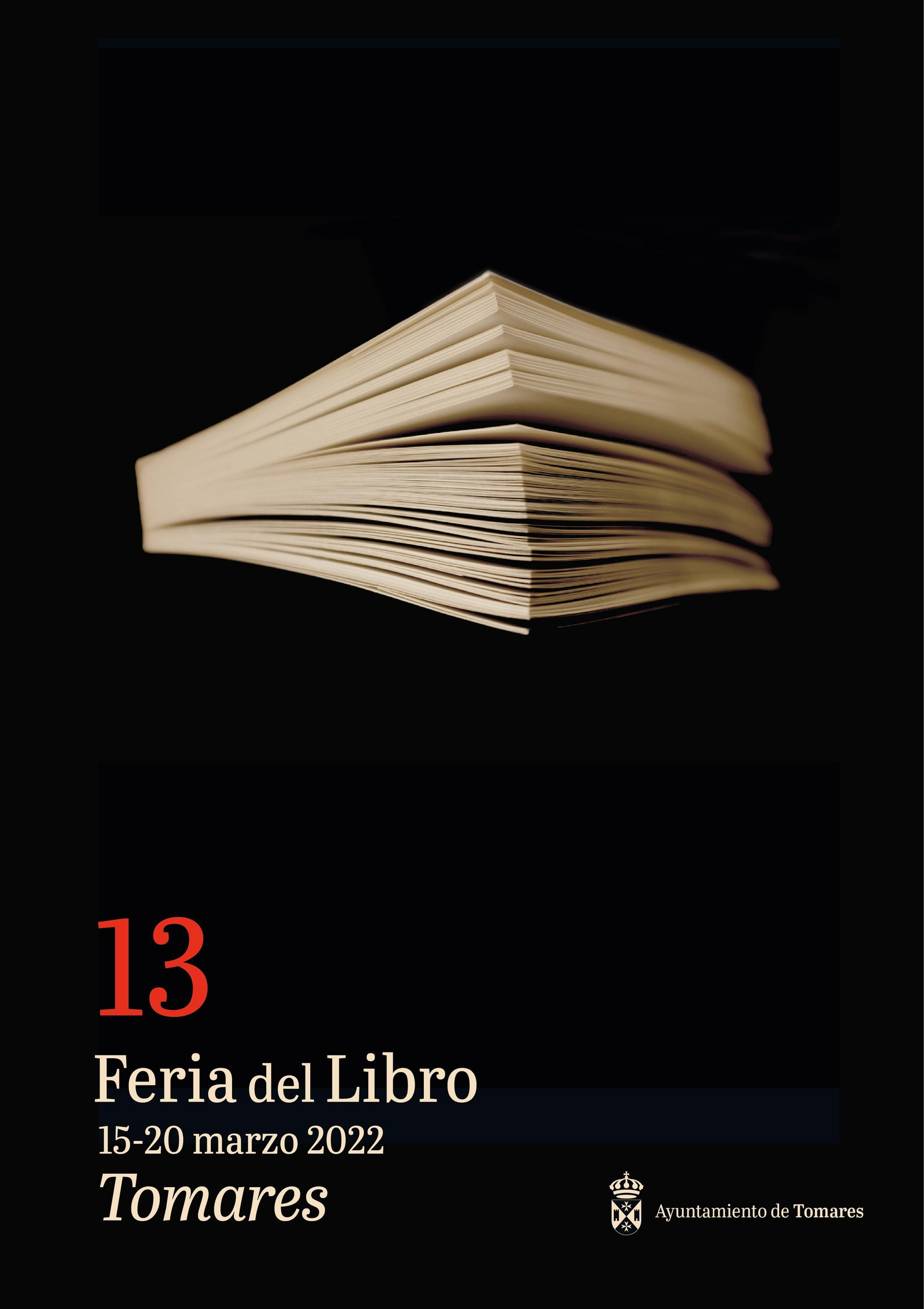 Cartel de la 13ª Feria del Libro de Tomares 2022, que se celebra del 15 al 20 de marzo.