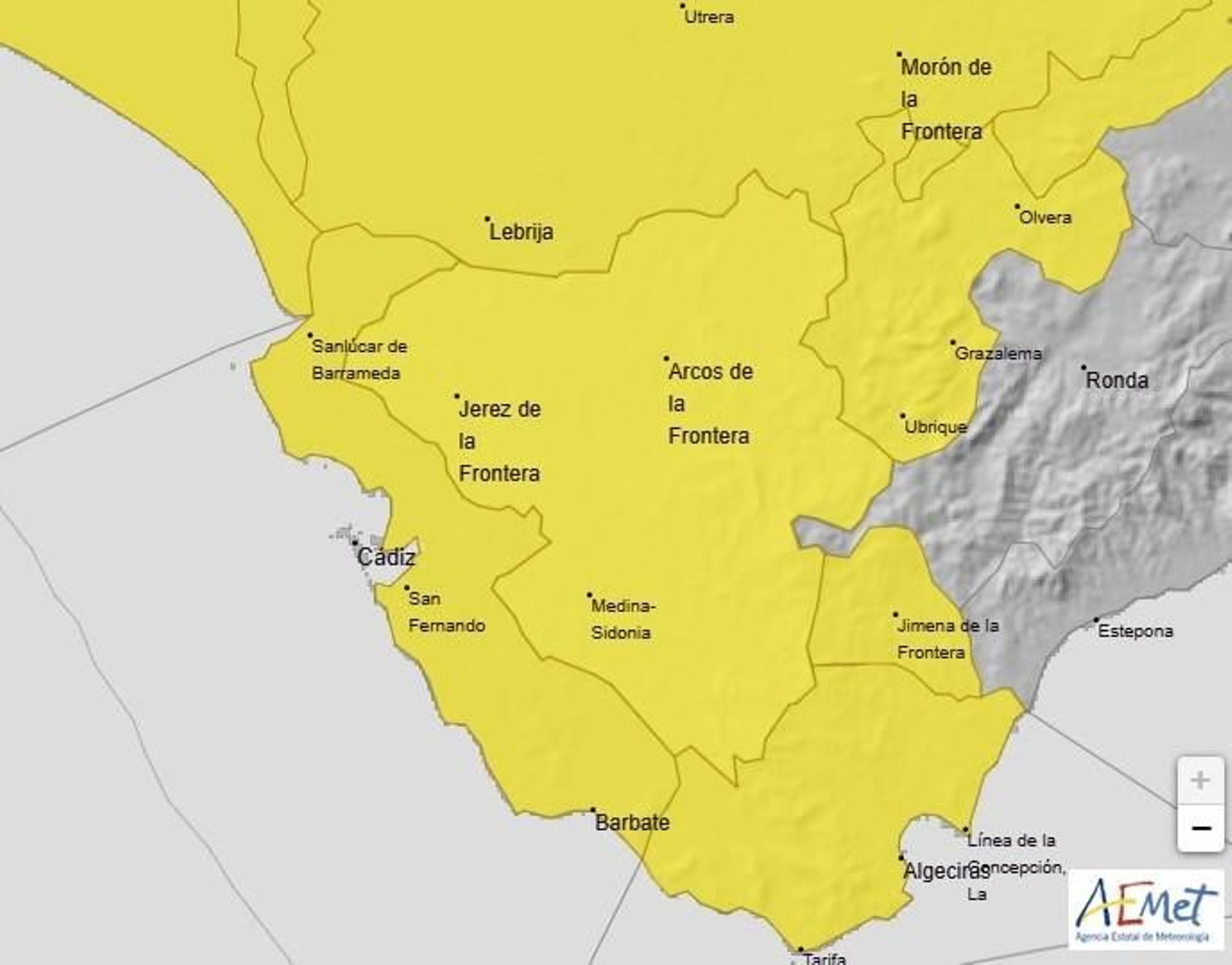 Alertas amarilla en las provincias de Cádiz, Huelva y Sevilla Alertas amarilla en las provincias de Cádiz, Huelva y Sevilla
