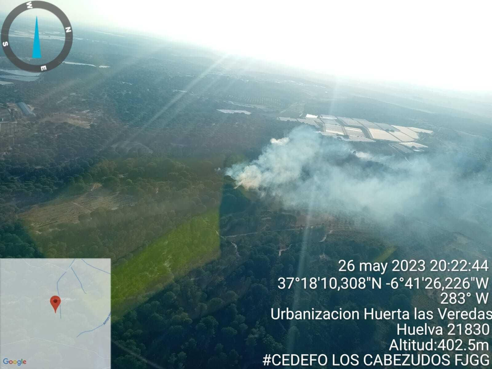 Imagen de la zona en llamas. Imagen de la zona en llamas.