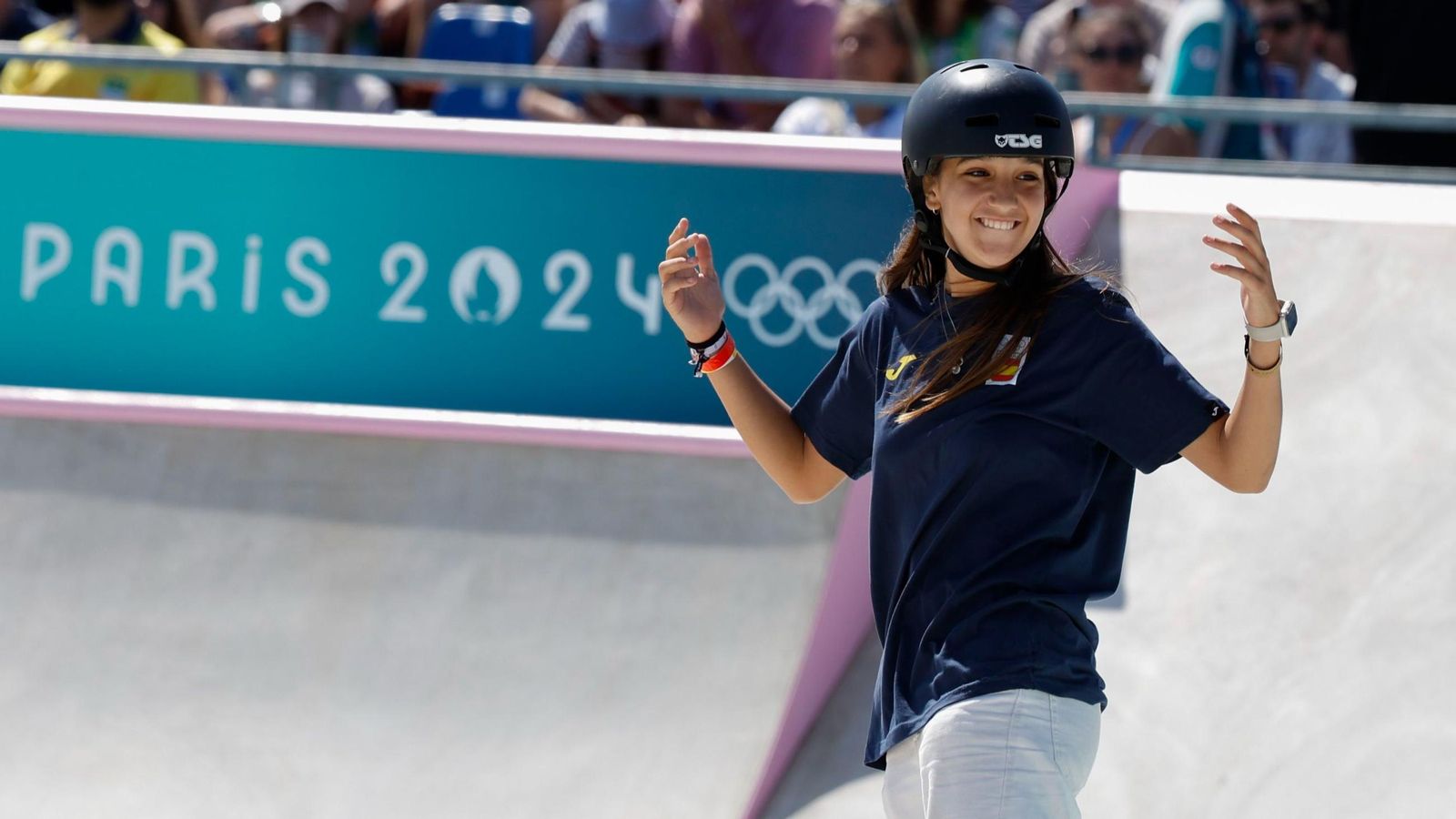 Natalia Muñoz, sonriente tras su actuación en París.