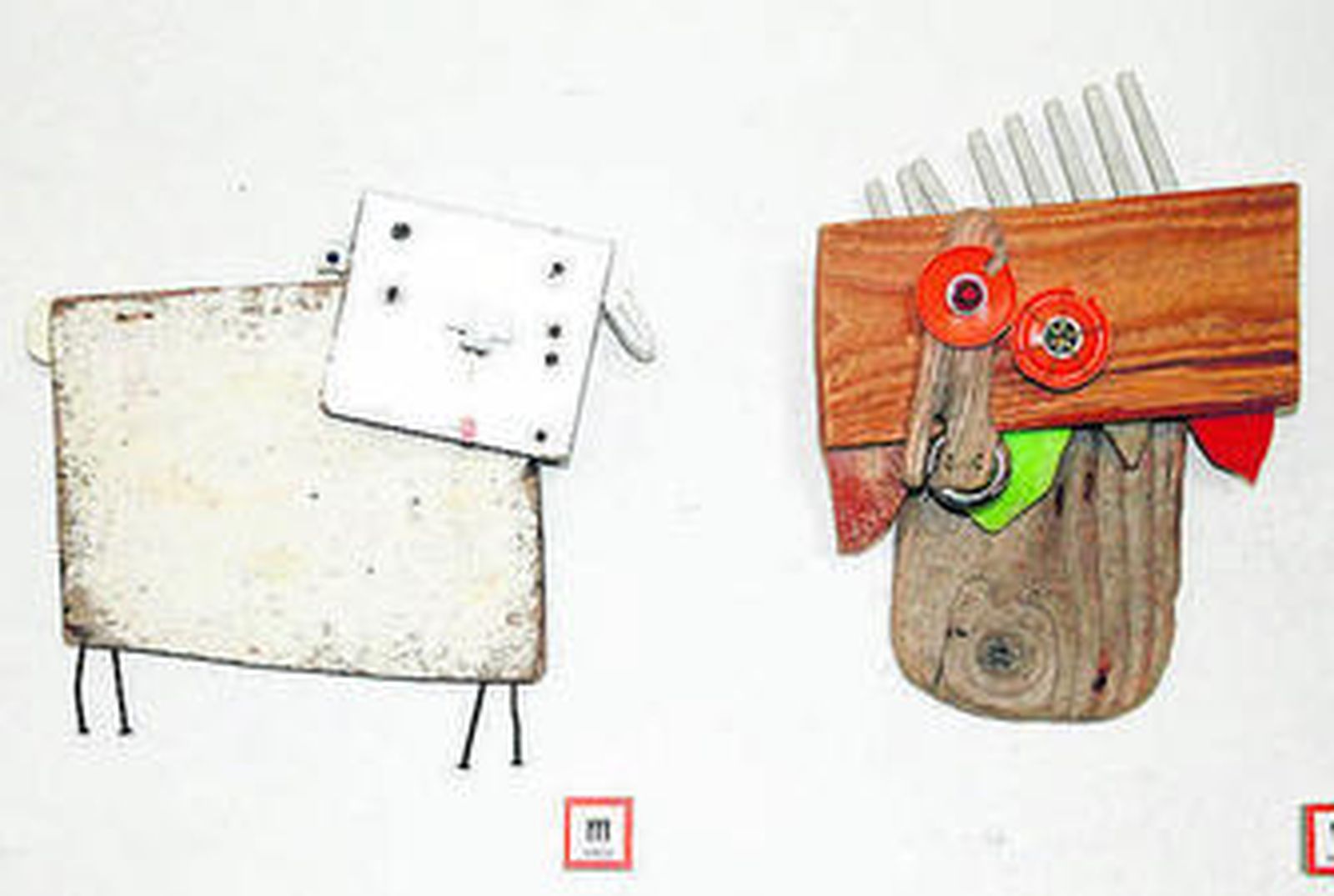 1. El artista, con dos de sus obras de fondo. 2. Una jirafa en tonos verdes,  uno de los principales reclamos de la exposición. 3. Los materiales de la oveja los encontró en Irlanda. 4. 'Spanish Esperpento', una escultura con la que Cruz refleja la sociedad española.