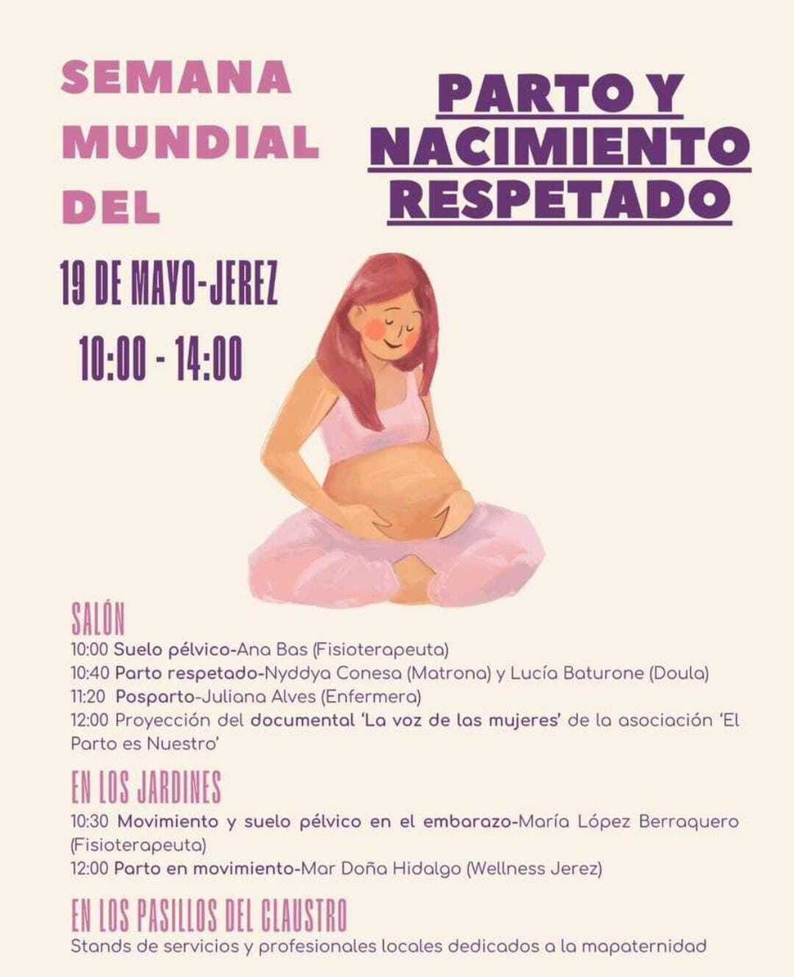 Cartel anunciador del evento de Jerez dedicado al Parto y Nacimiento Respetado.