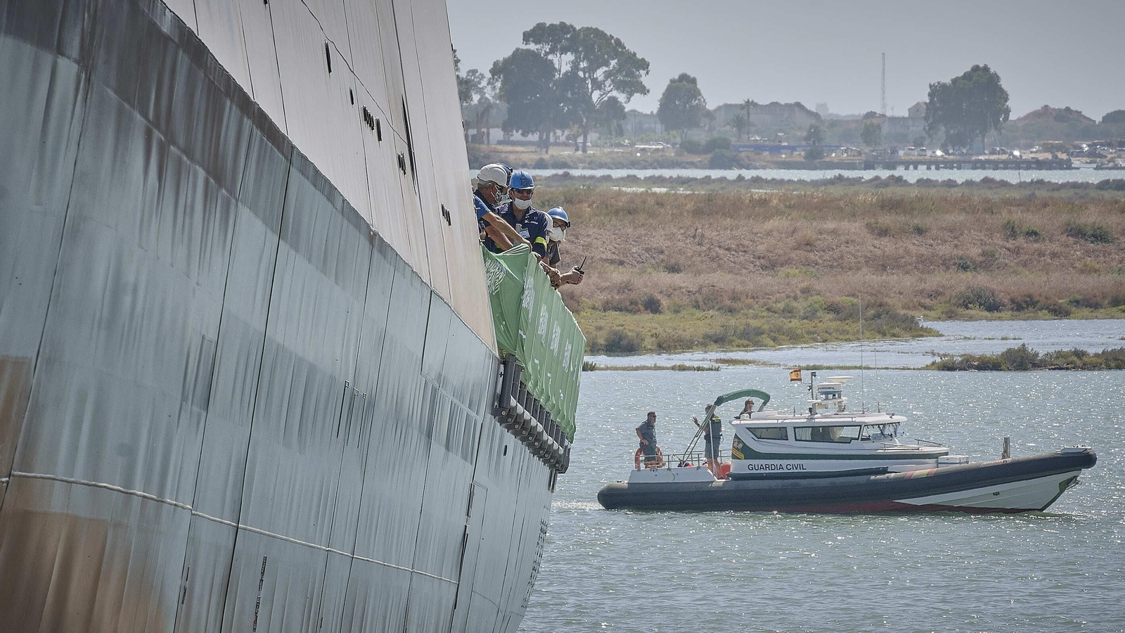 Botadura de  Al-Jubail, la primera de las cinco corbetas que Navantia construye para Arabia Saudí en el astillero de San Fernando.