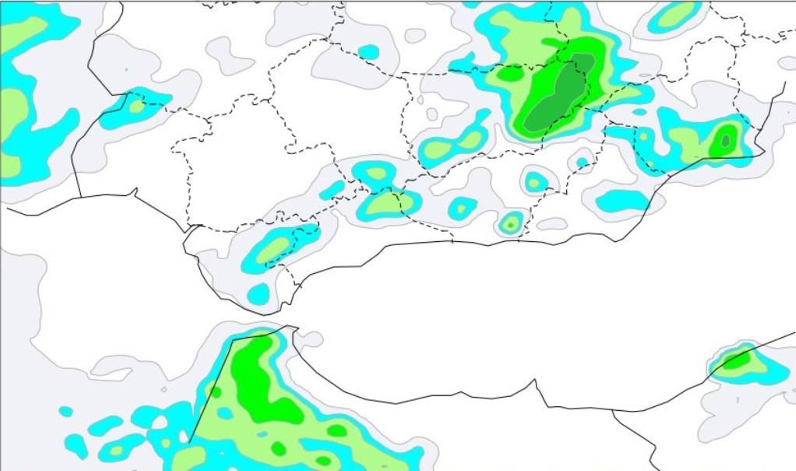 Mapa de precipitaciones de la Aemet Andalucía.