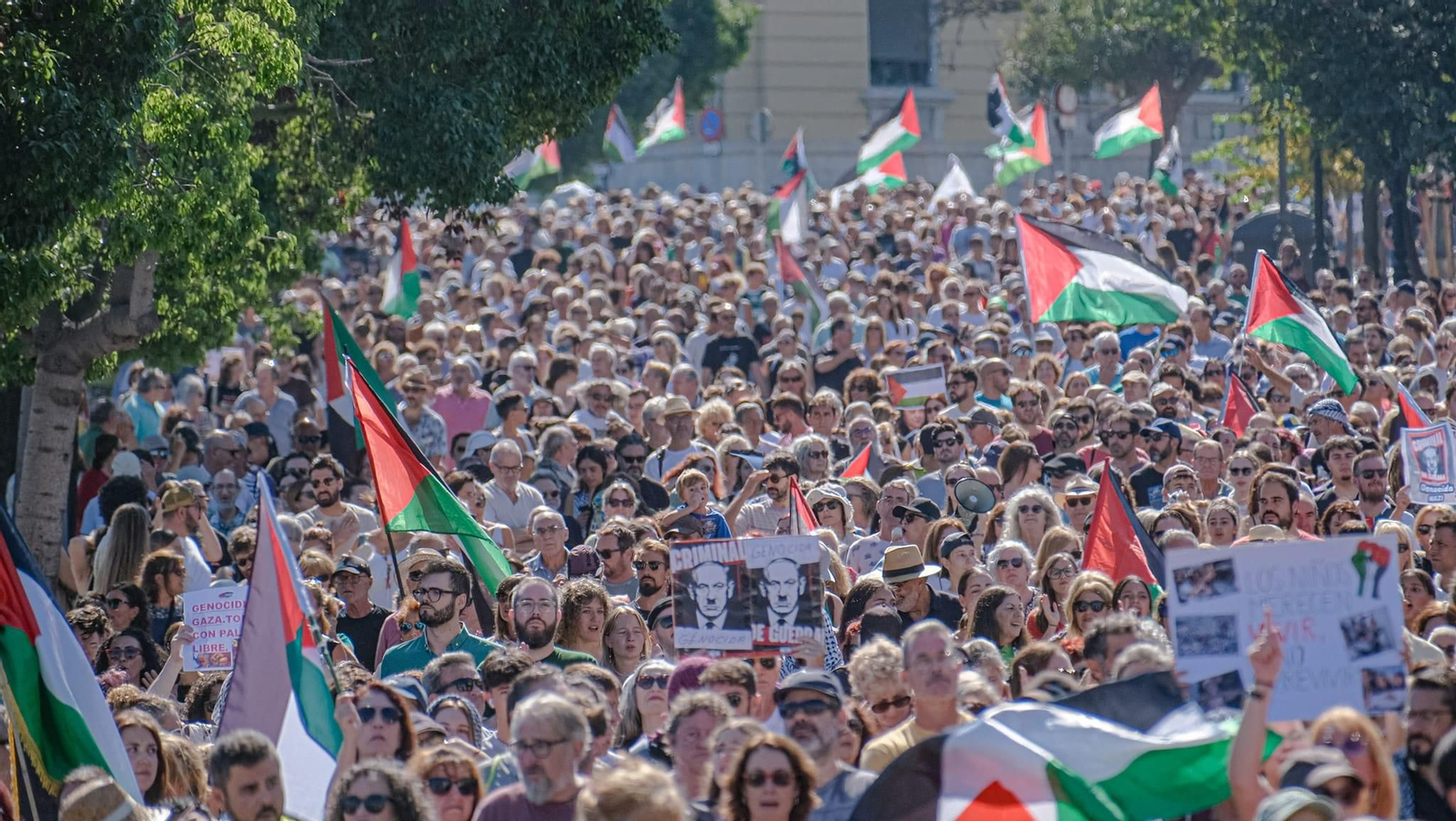 Así fue la multitudinaria manifestación de apoyo a Palestina en Cádiz