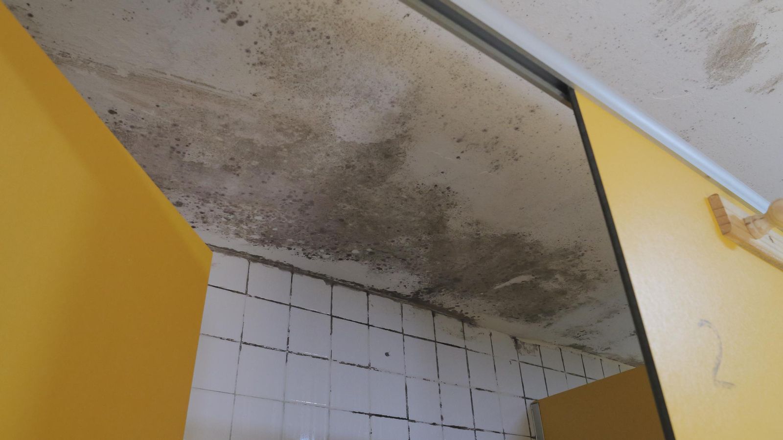 Humedades en las paredes del centro de puertas abiertas.