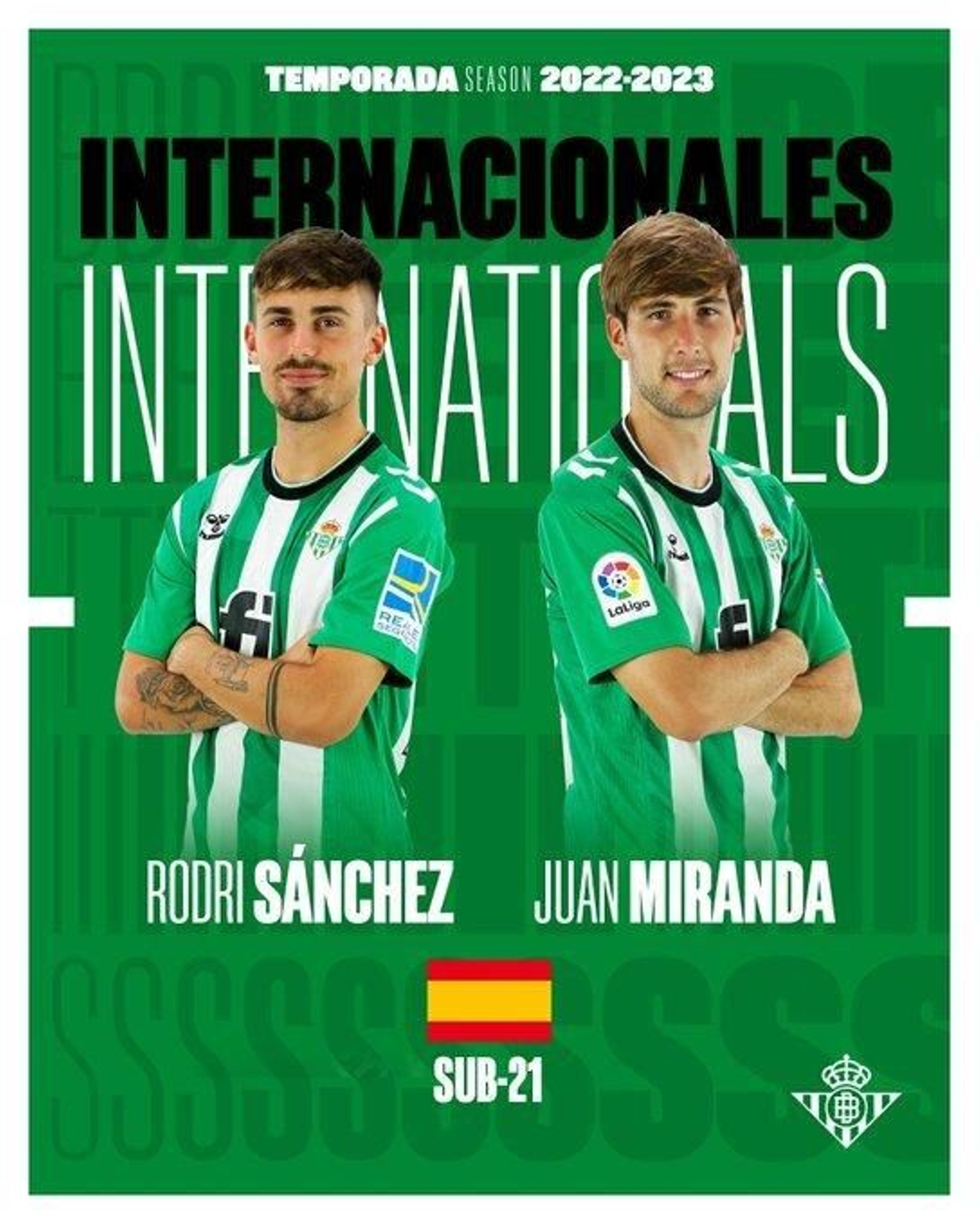 Miranda y Rodri, en una de las convocatorias para la sub 21.