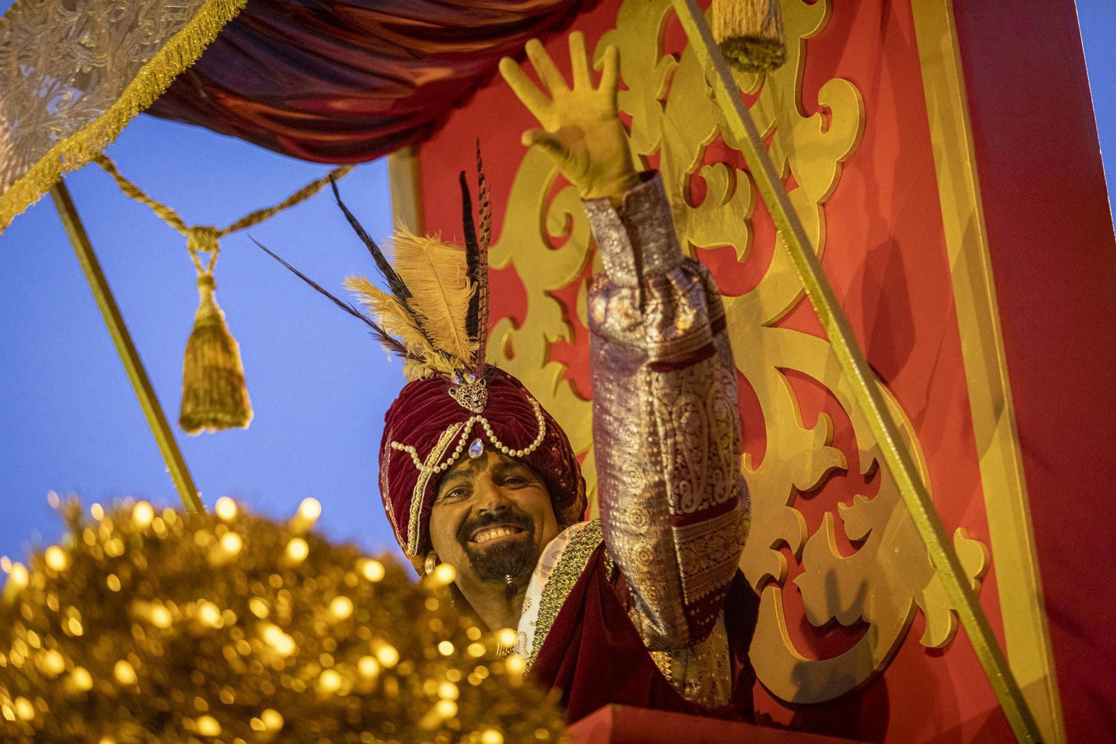 El Rey Baltasar en la cabalgata de la capital gaditana de 2020.