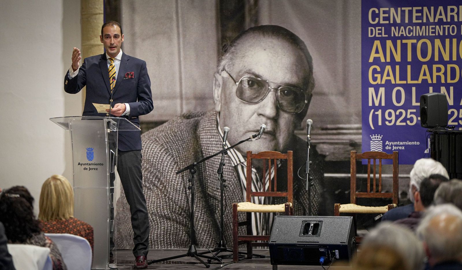 Antonio Gallardo Monje, en el acto realizado por la Cátedra de Flamencología y Ayuntamiento en honor de su abuelo.