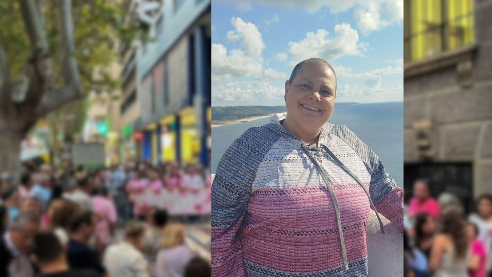 Imagen de la concentración por los fallos en el cribado del cáncer de mama en Jaén junto a Lola Cano.