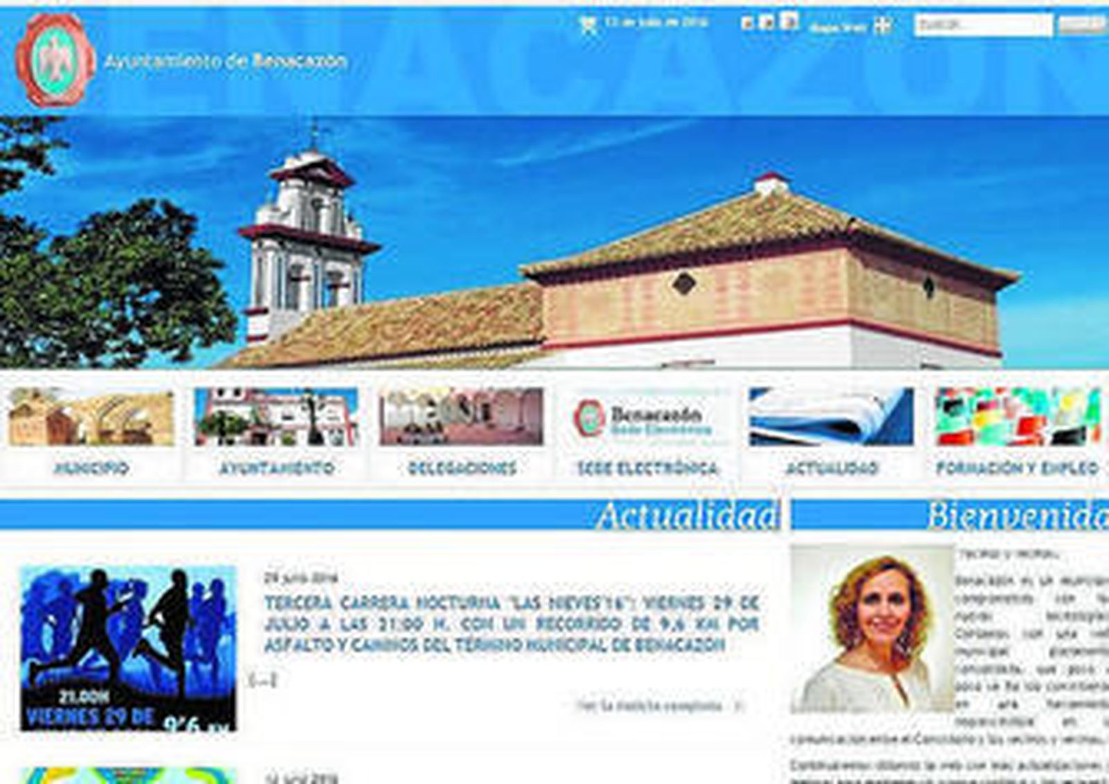 Una imagen de la página de inicio de la web del Ayuntamiento de Benacazón.