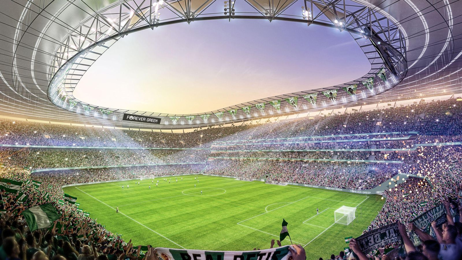 Imagen futura del interior del estadio verdiblanco en un encuentro.