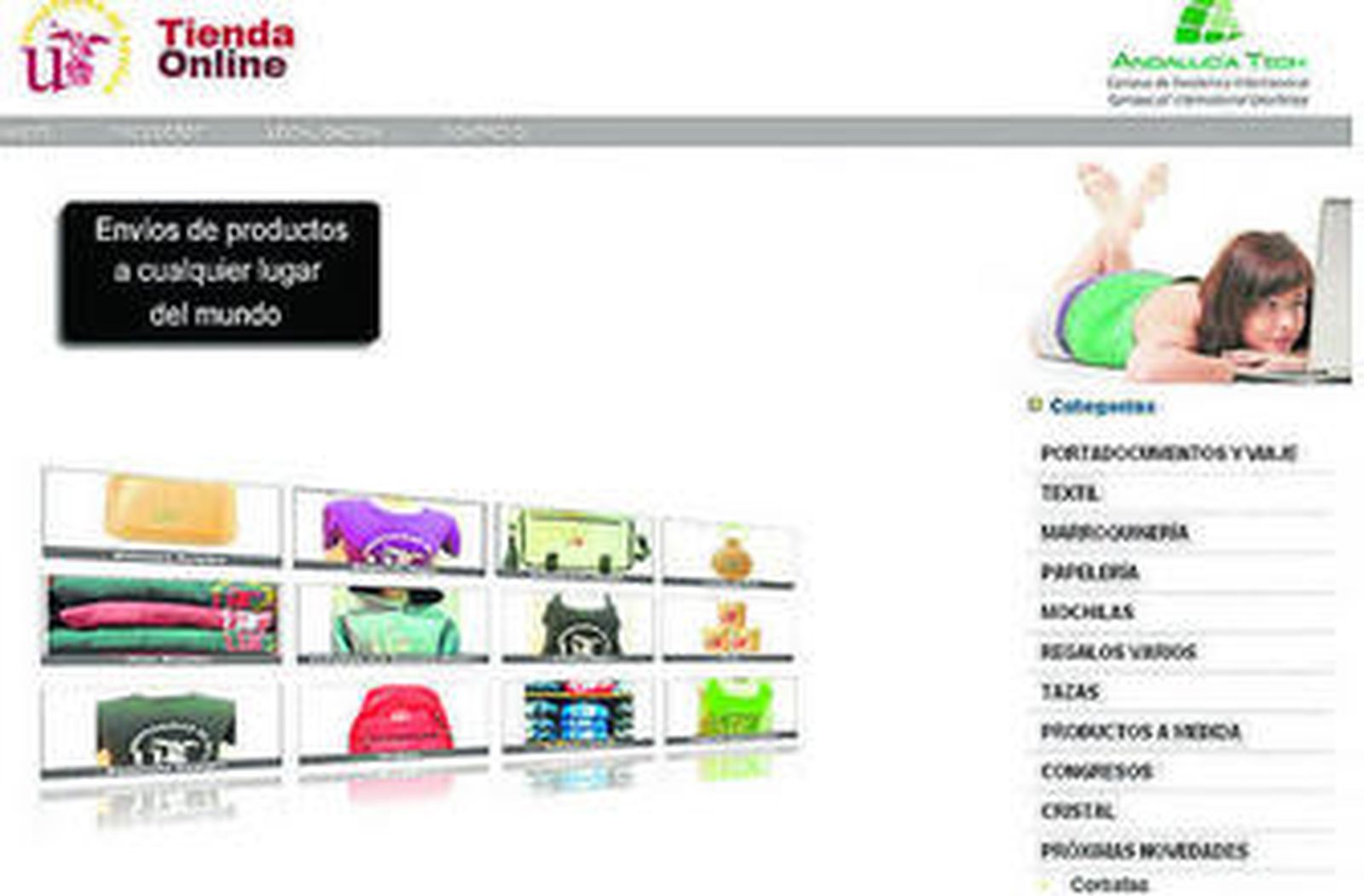 Página de presentación de la tienda en internet de la Hispalense.